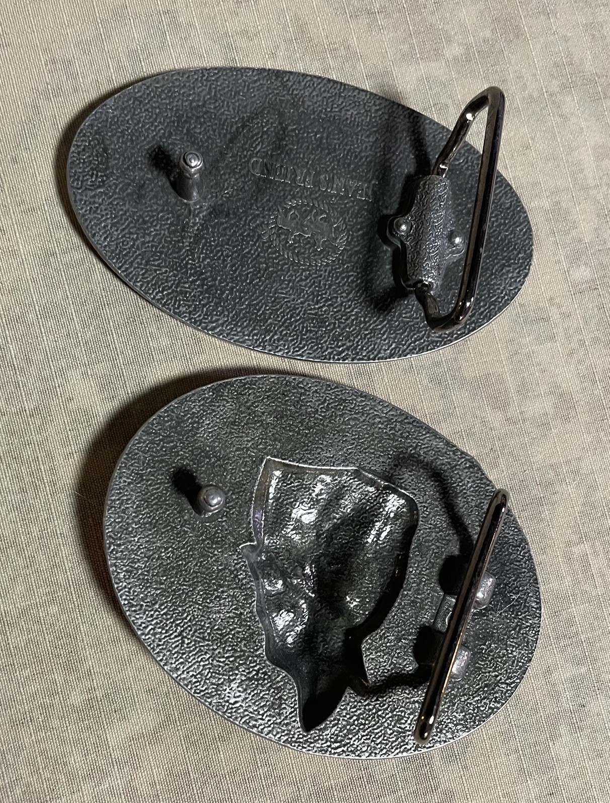 Set of 2 Landsun Western Belt Buckles, Howling Wolf And Floral Design NWB