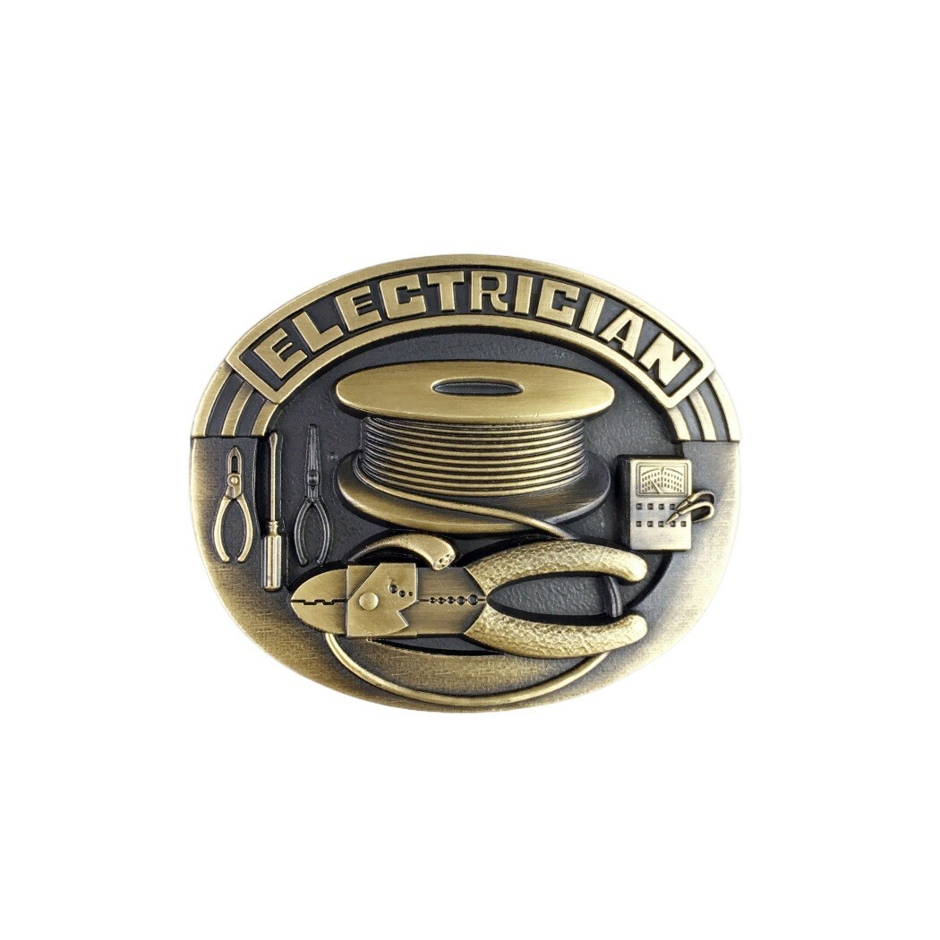 Vintage Bronze Plated Trades Tradesman Electrician Tool Belt Buckle