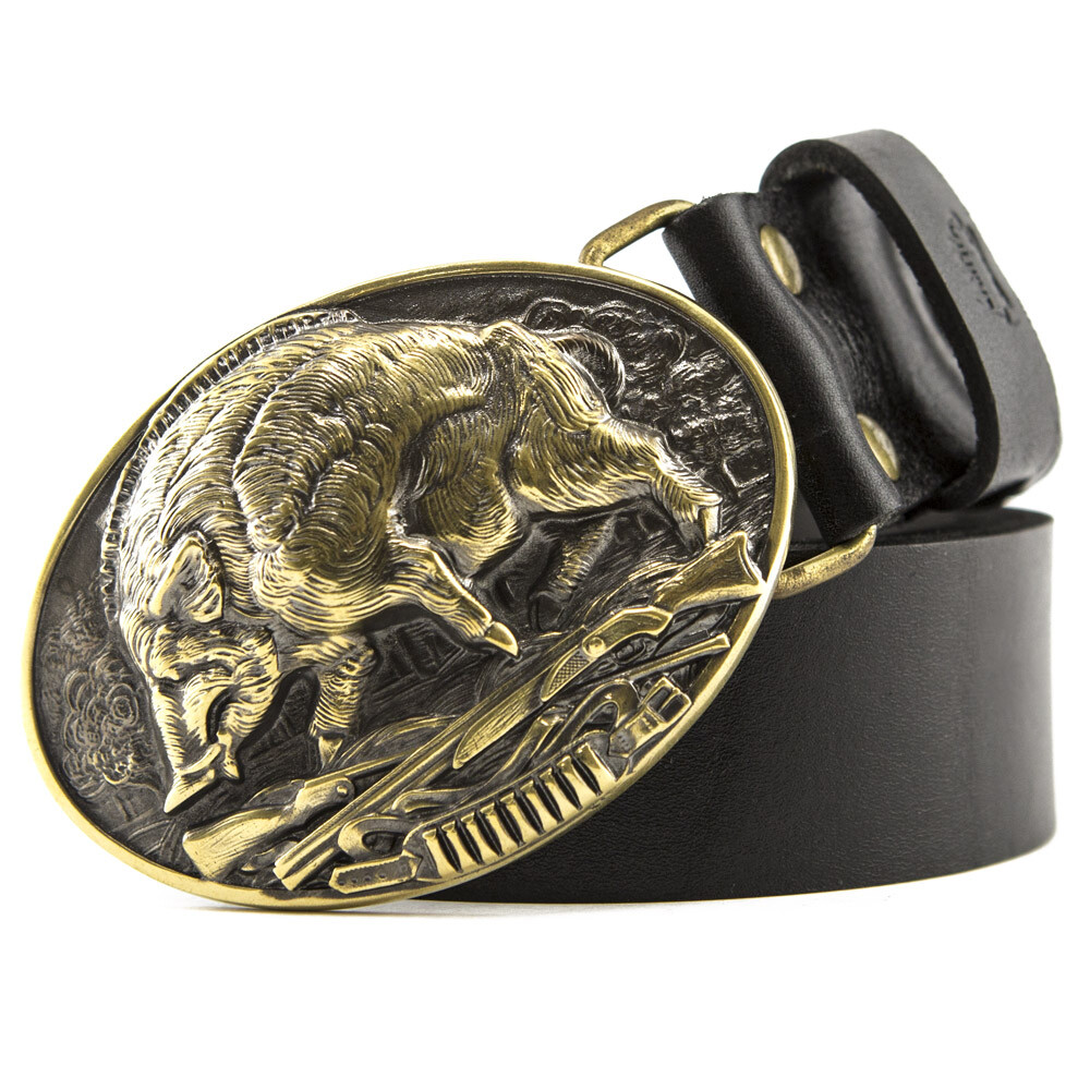 Belt buckle Wild boar hunting, Hunting belt, Solid brass buckle