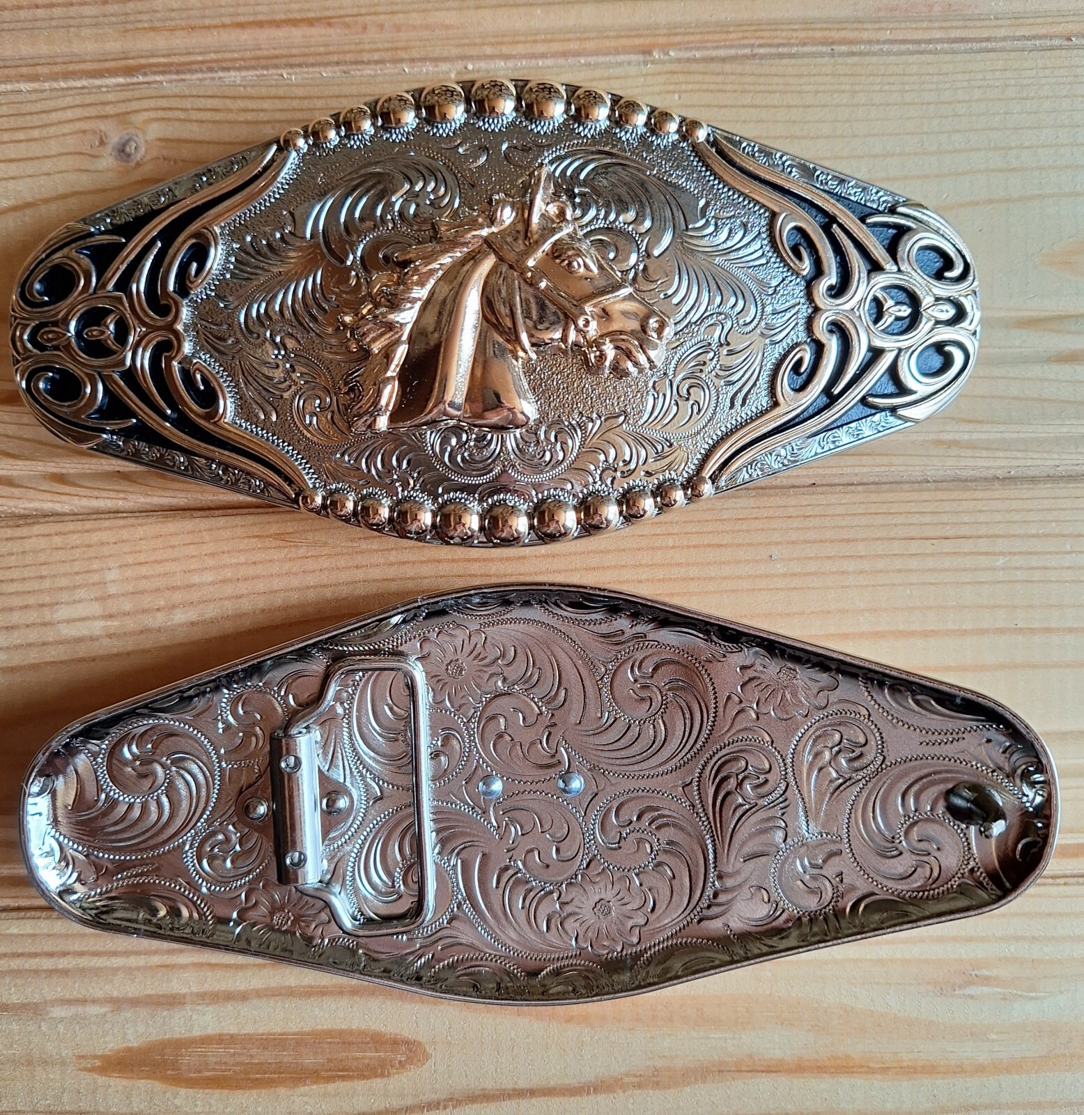BIG Horse balls western silver & gold & black belt buckle (choice designs)