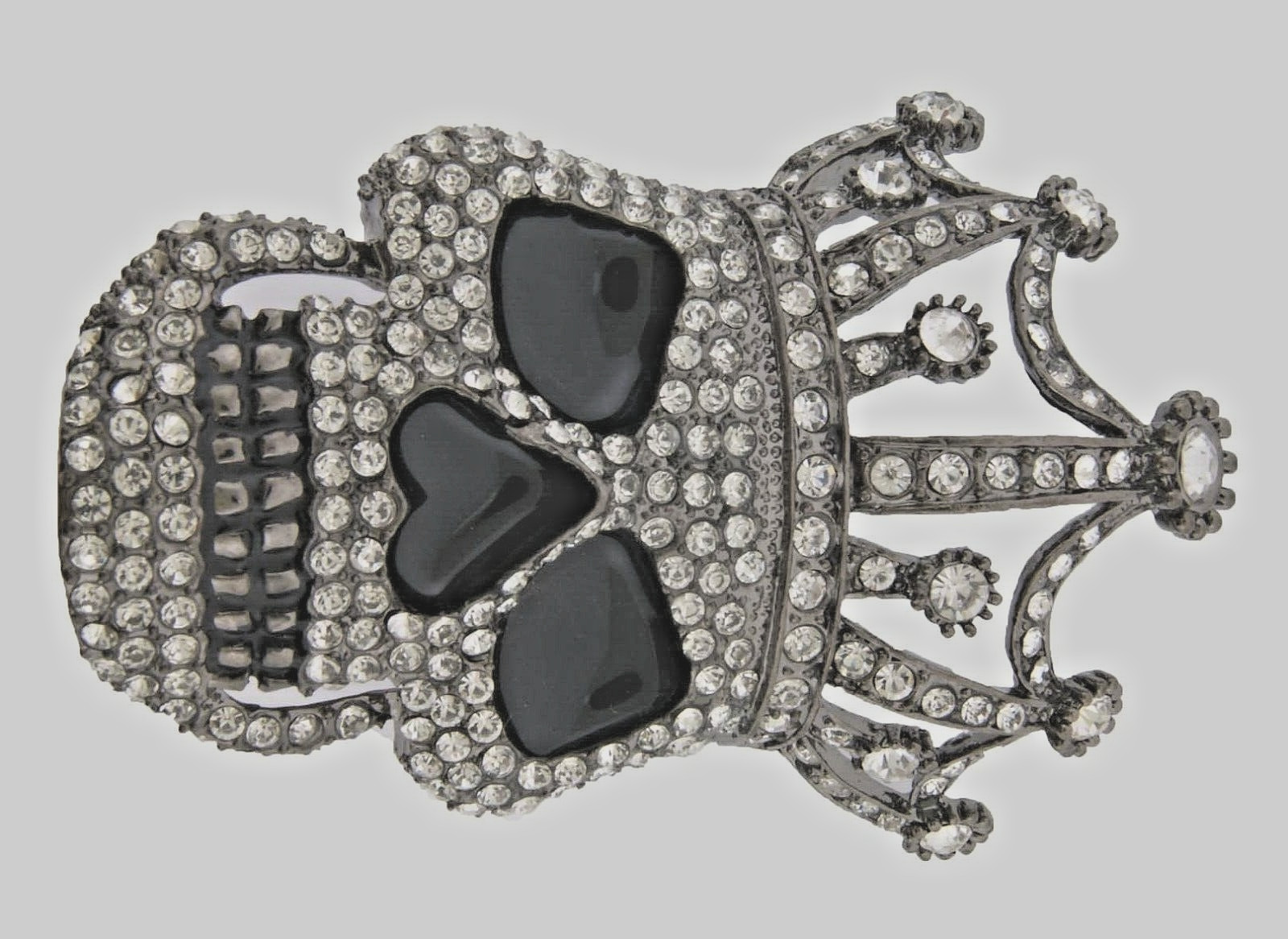 Skull Belt Buckles Gunmetal Crown Men Bling Pirate Sign Halloween Party Costume