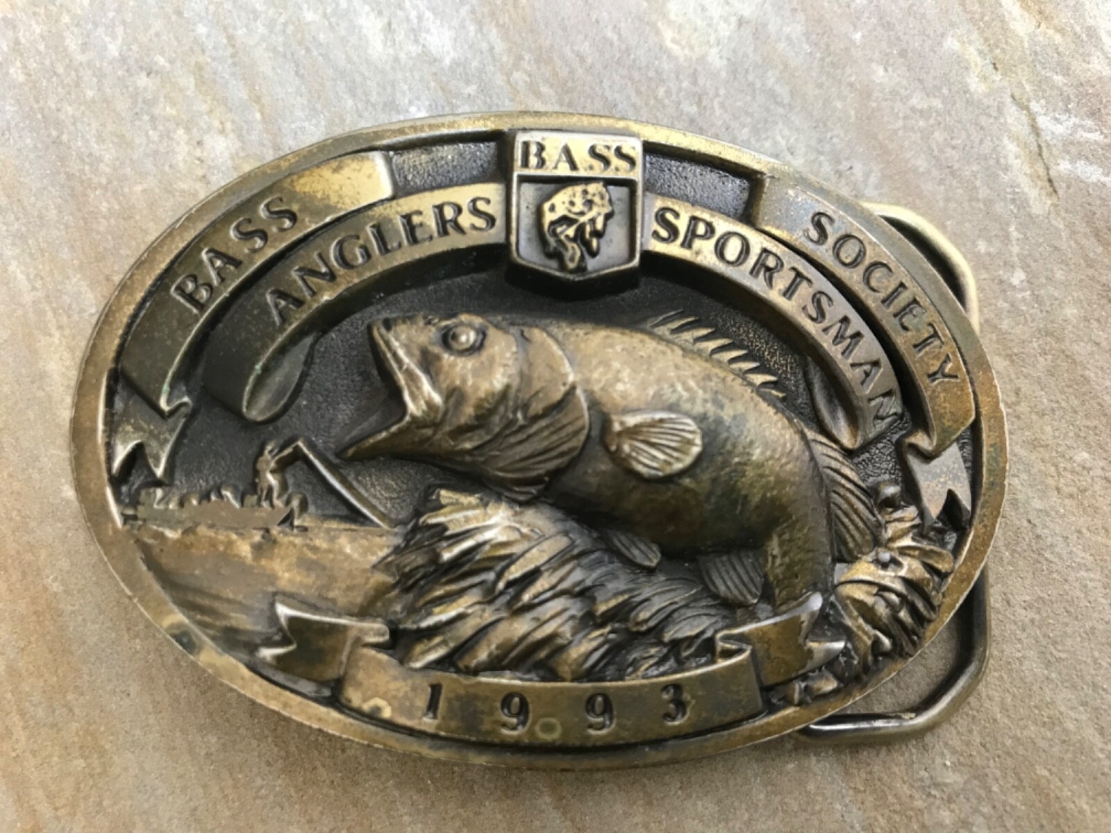 1993 BASS SOCIETY Anglers Sportsman Belt Buckle U.S.A.
