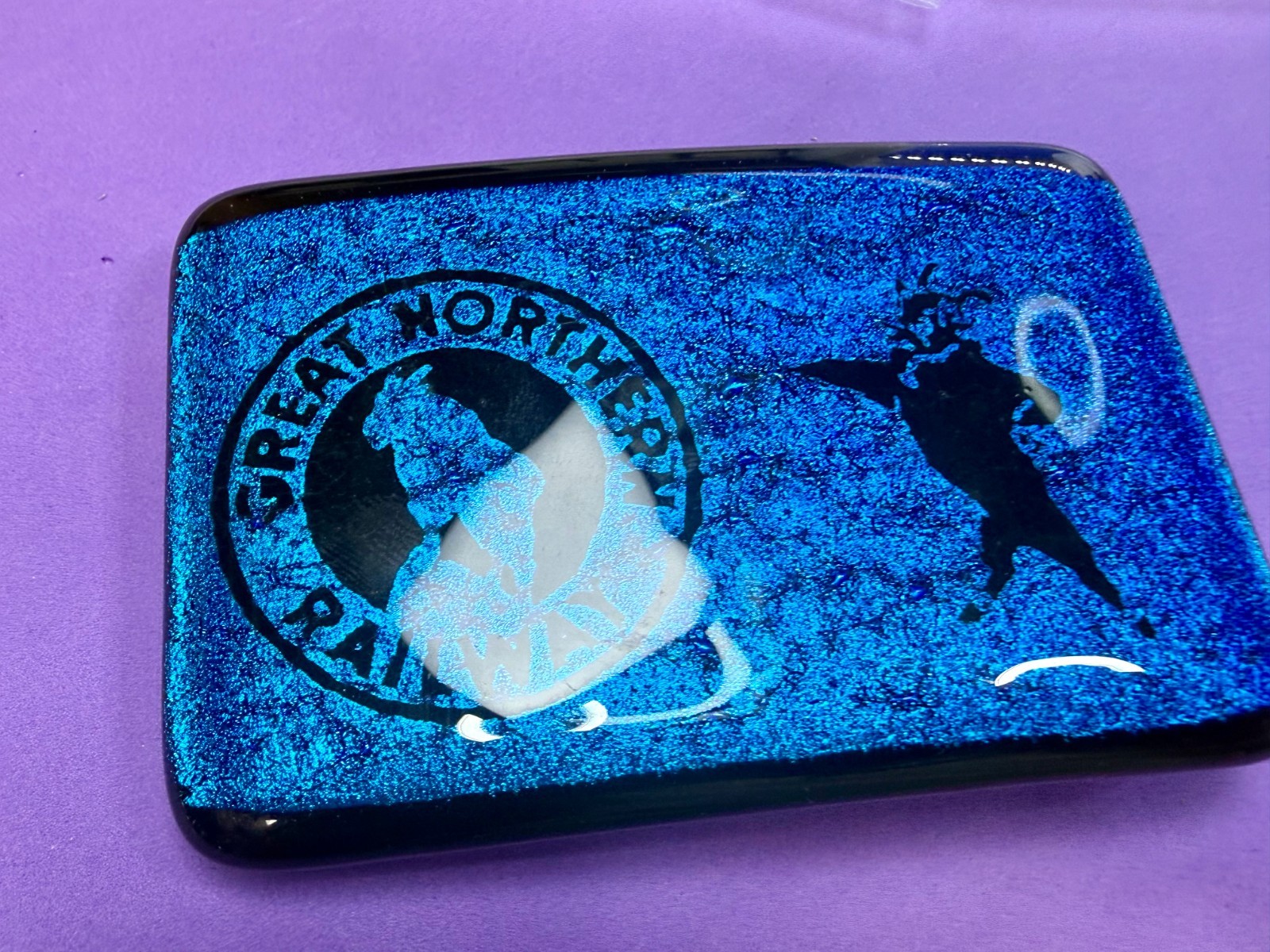 Great Northern Railway Locomotive Train Large Blue RARE Belt Buckle