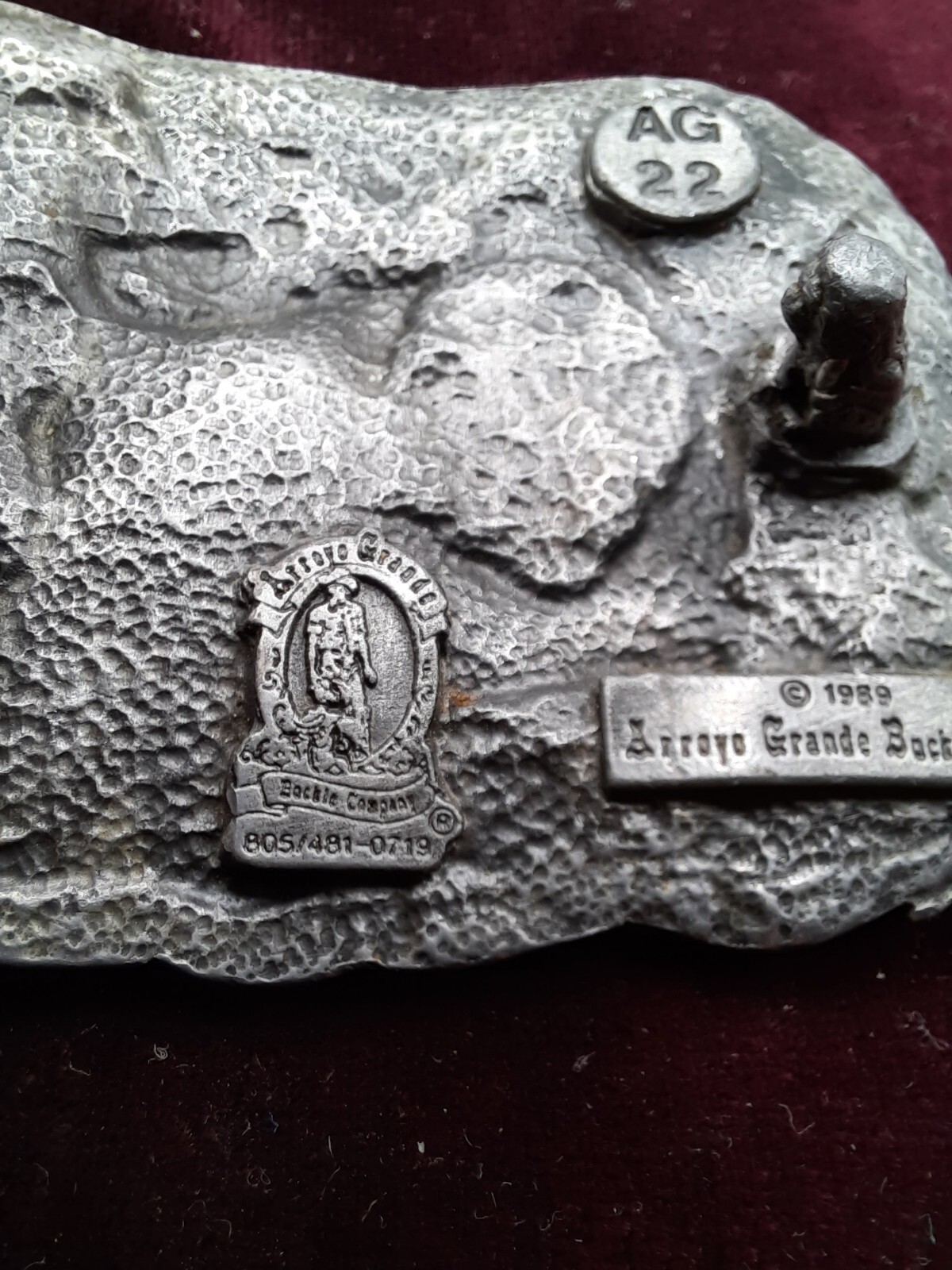 Screaming Eagle on motorcycle Enameled Belt Buckle Arroyo Grande Buckle Co 1989