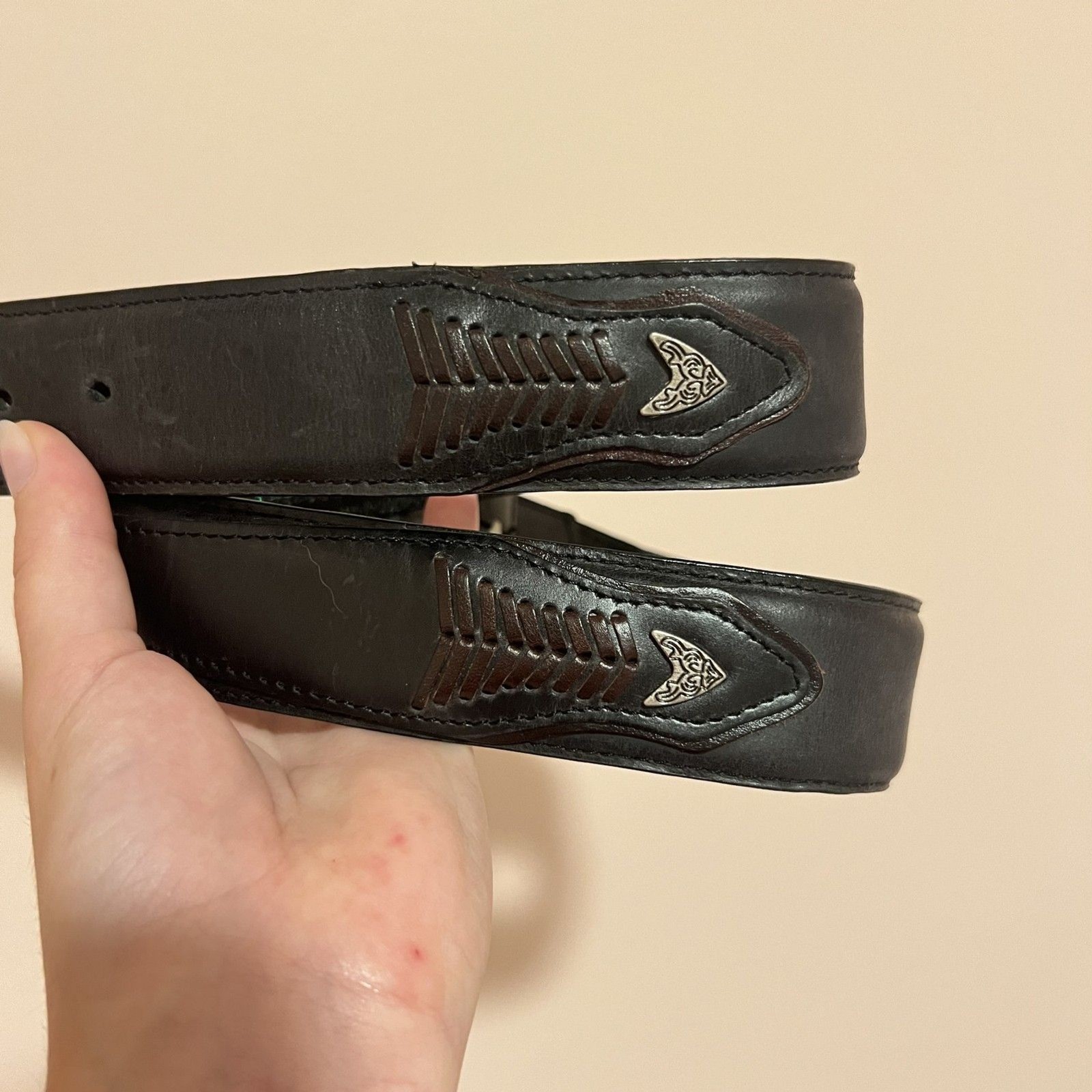 Resistol Mens 34 Black Genuine Leather Western Belt Siskiyou Wyoming Buckle