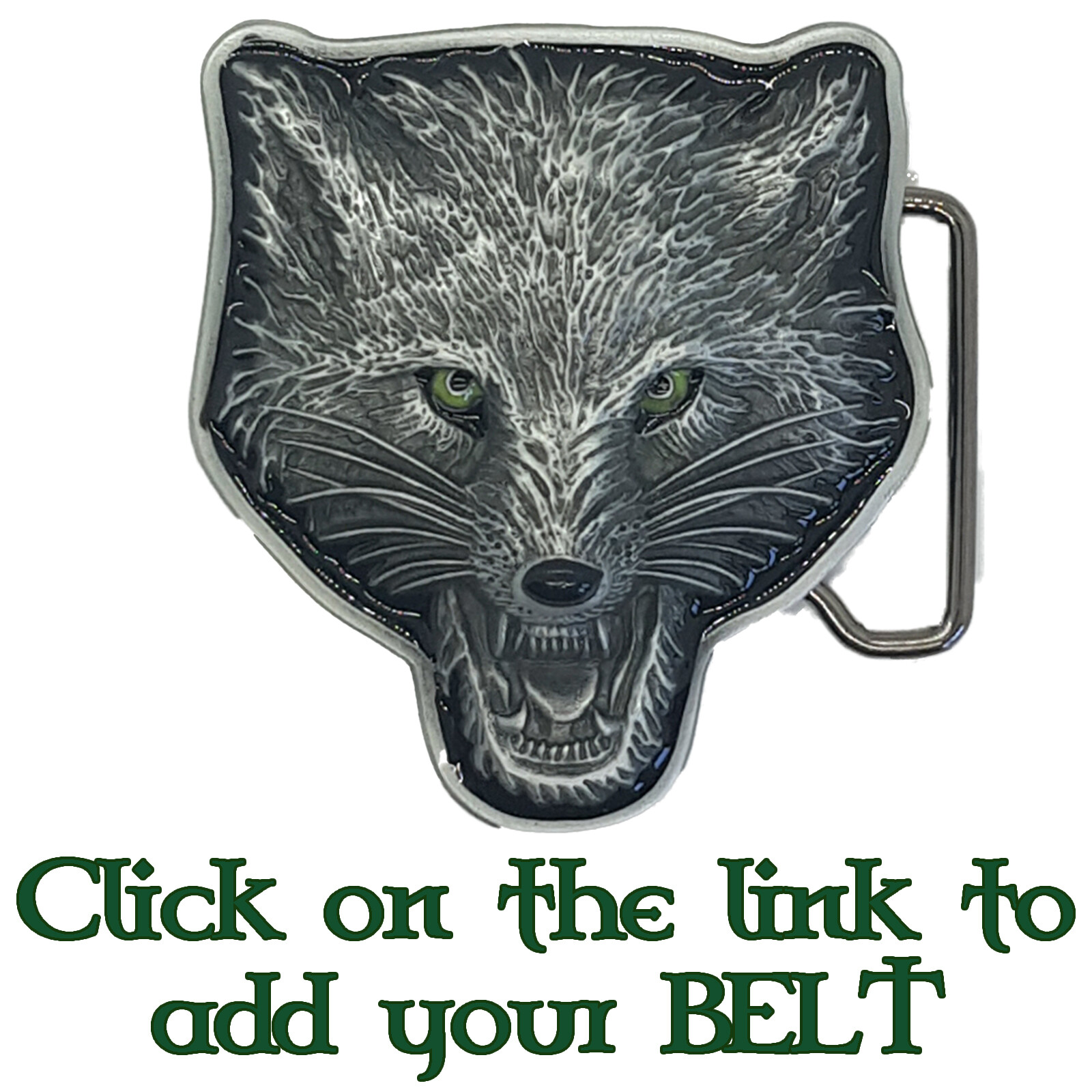 Wolf Belt Buckle Biker Coyote Werewolf Green Eyes Native American
