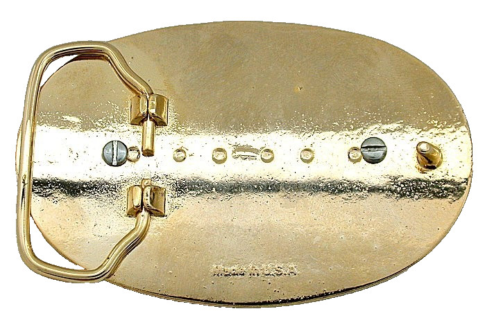 1889 Morgan Silver Dollar Gold Color Oval Western 3 1/2 Inch Belt Buckle EPBB287