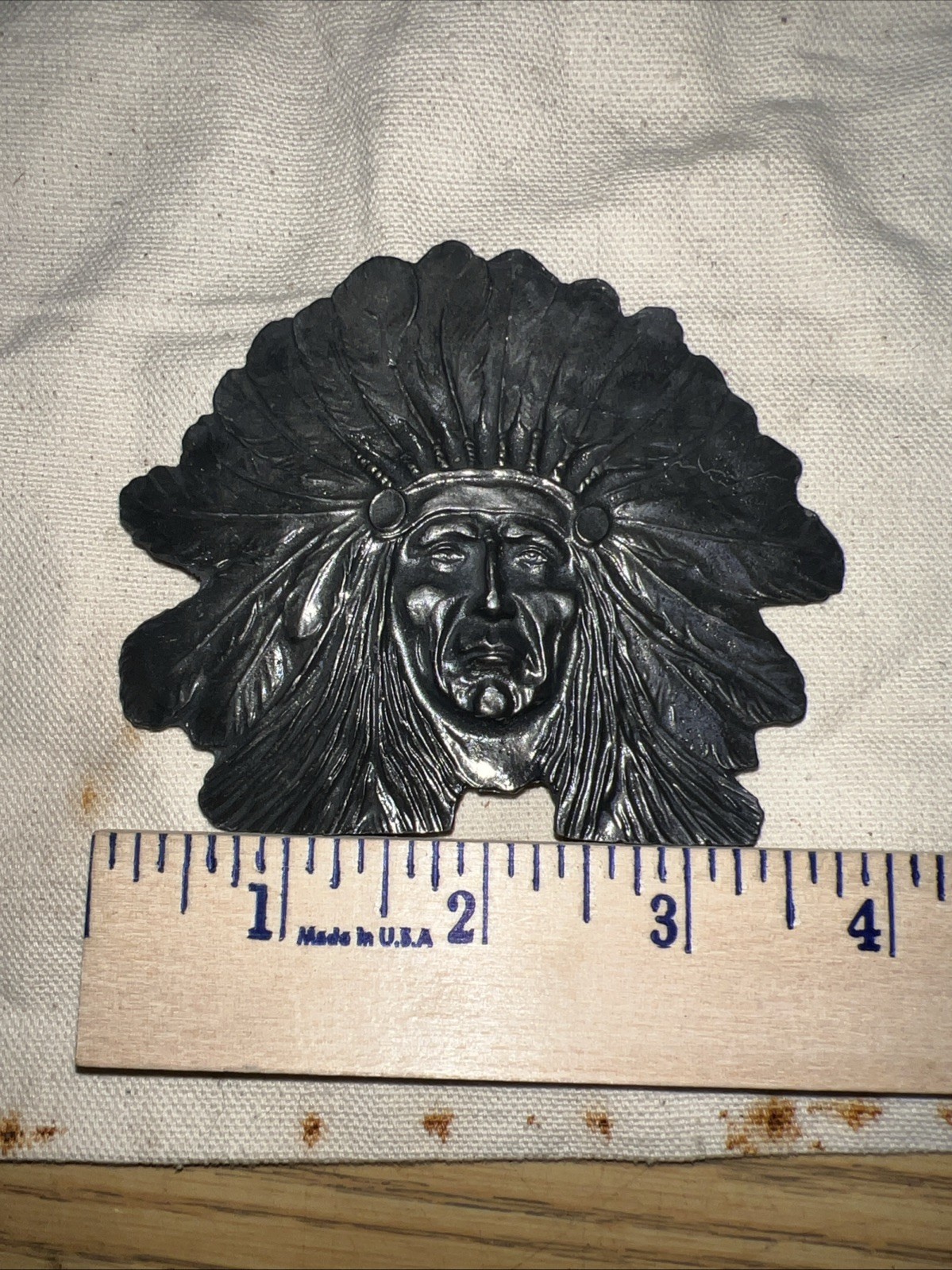 Vintage 80s Native American Brass Belt Buckle