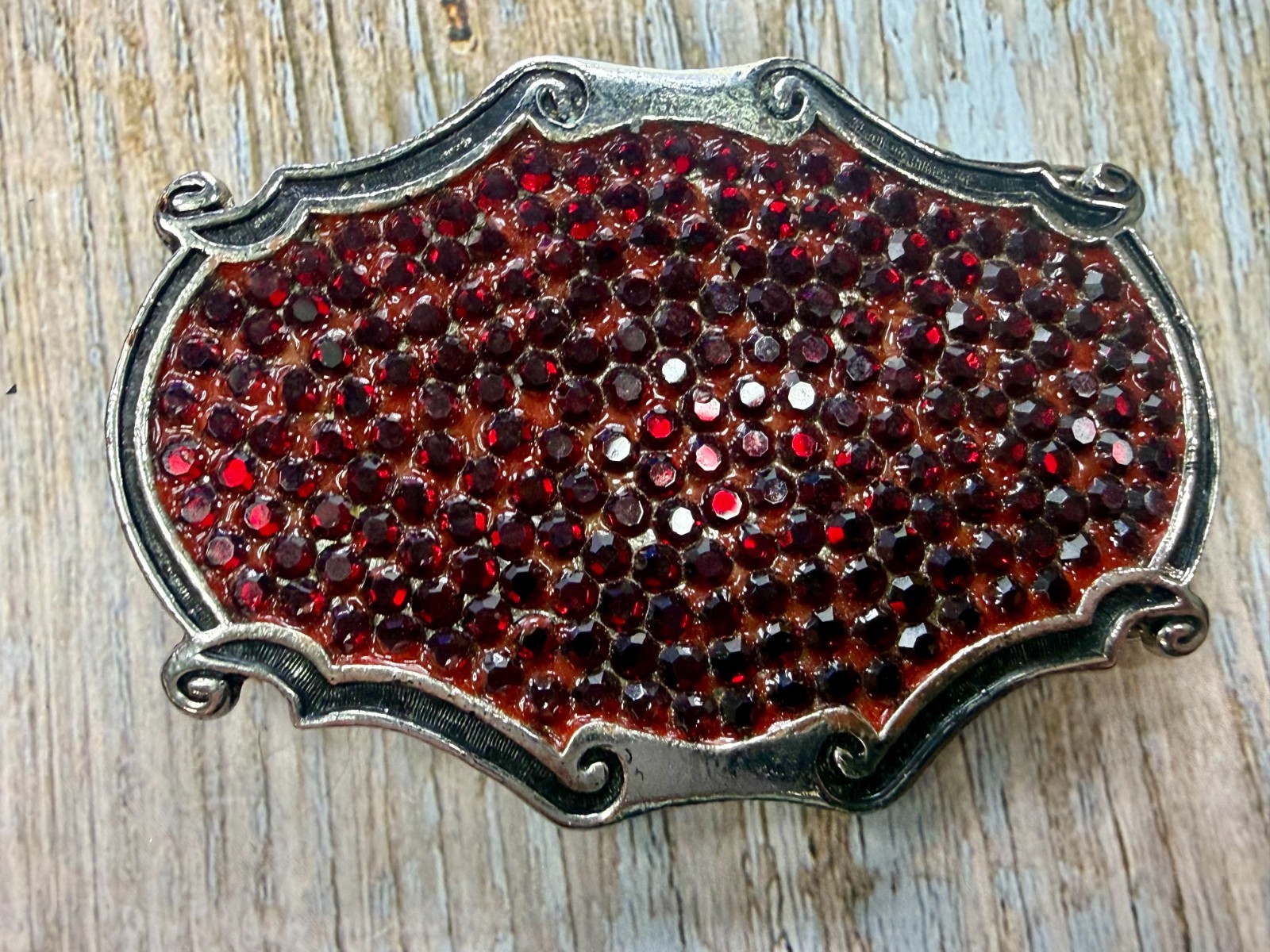 Red Rhinestone Completely Covered Womens Ladies Western Framed Belt Buckle