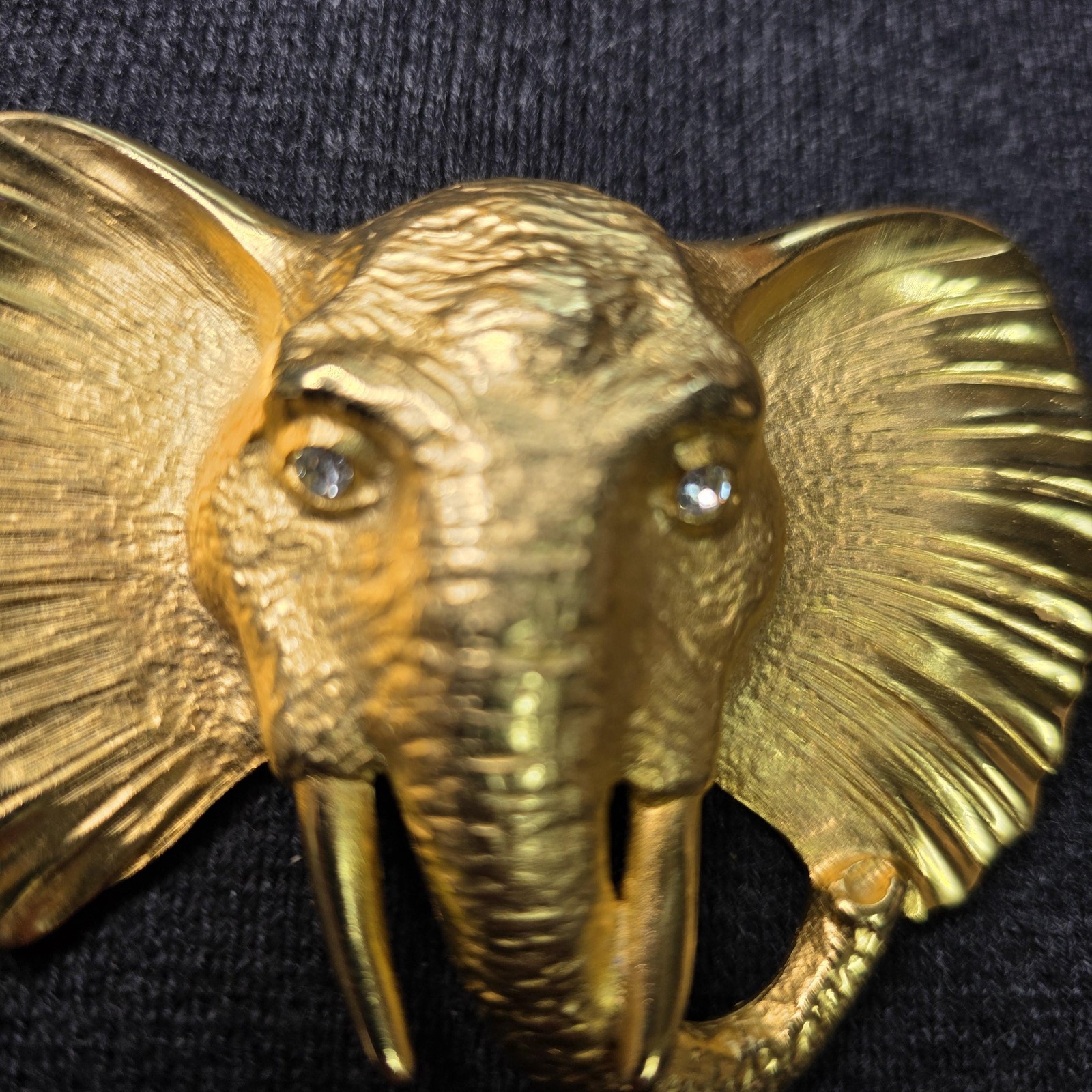 Vintage DR Elephant Belt Buckle Mens Gold Metal Rhinestone Western Safari 90s