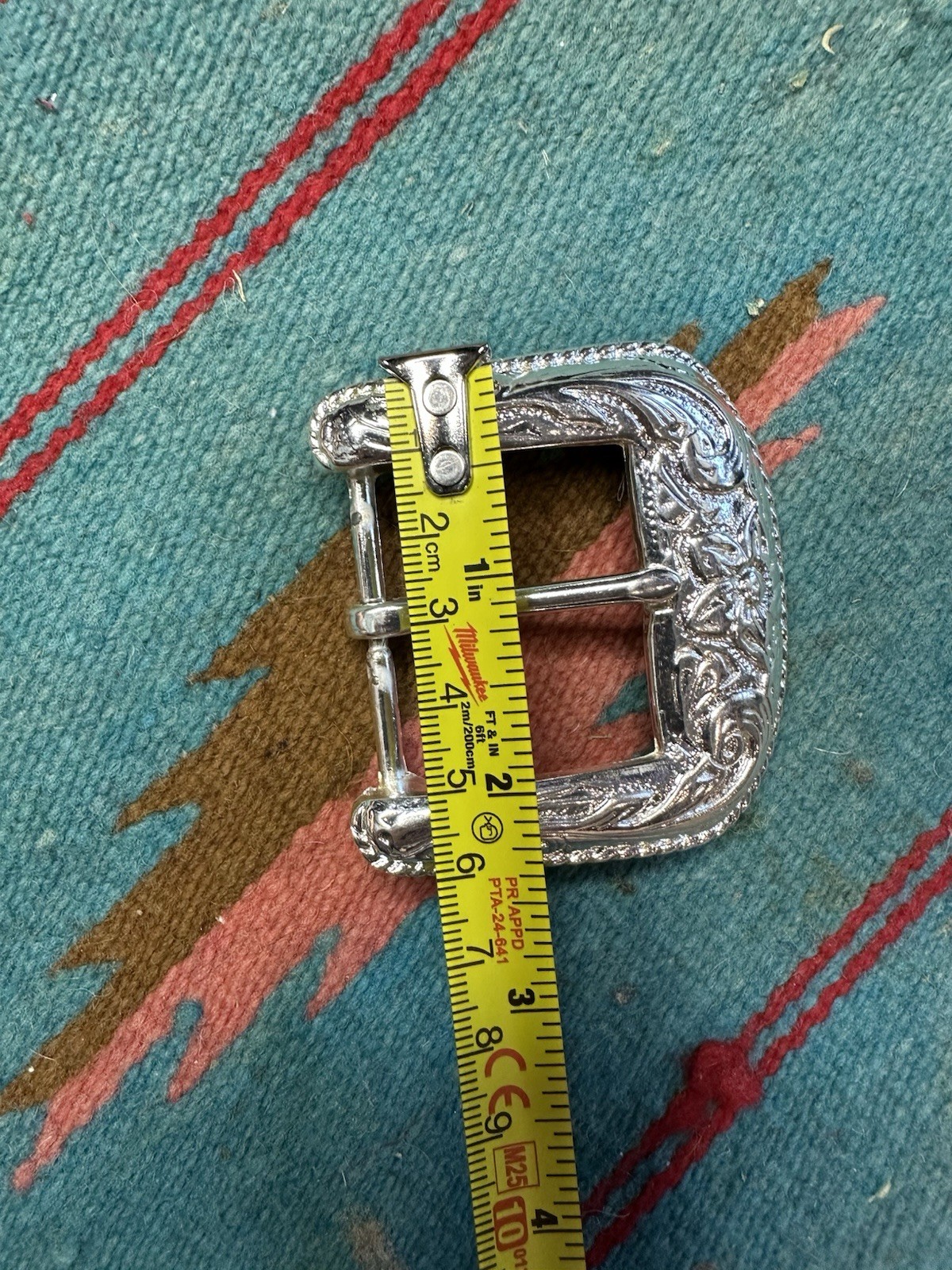 Vintage Western Cowgirl Floral Engraved Belt Buckle Rope Edge 41g