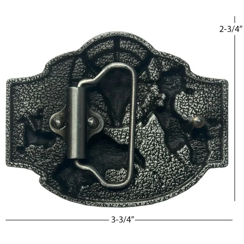 Indian American Warriors Hunting Bison Scene Western Belt Buckle