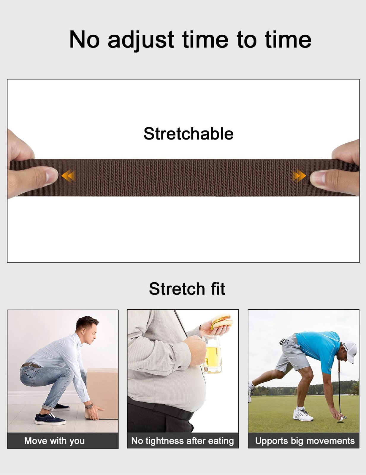 JUKMO 2 Pack Men&rsquo;s Stretch Large-for Waist 42&Prime;-46&Prime; (Length 53), Black+coffee
