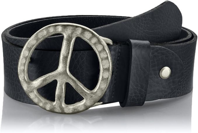 Peace Sign Belt Buckle in Antique Copper, Antique Rustic Interchangeable Buckle