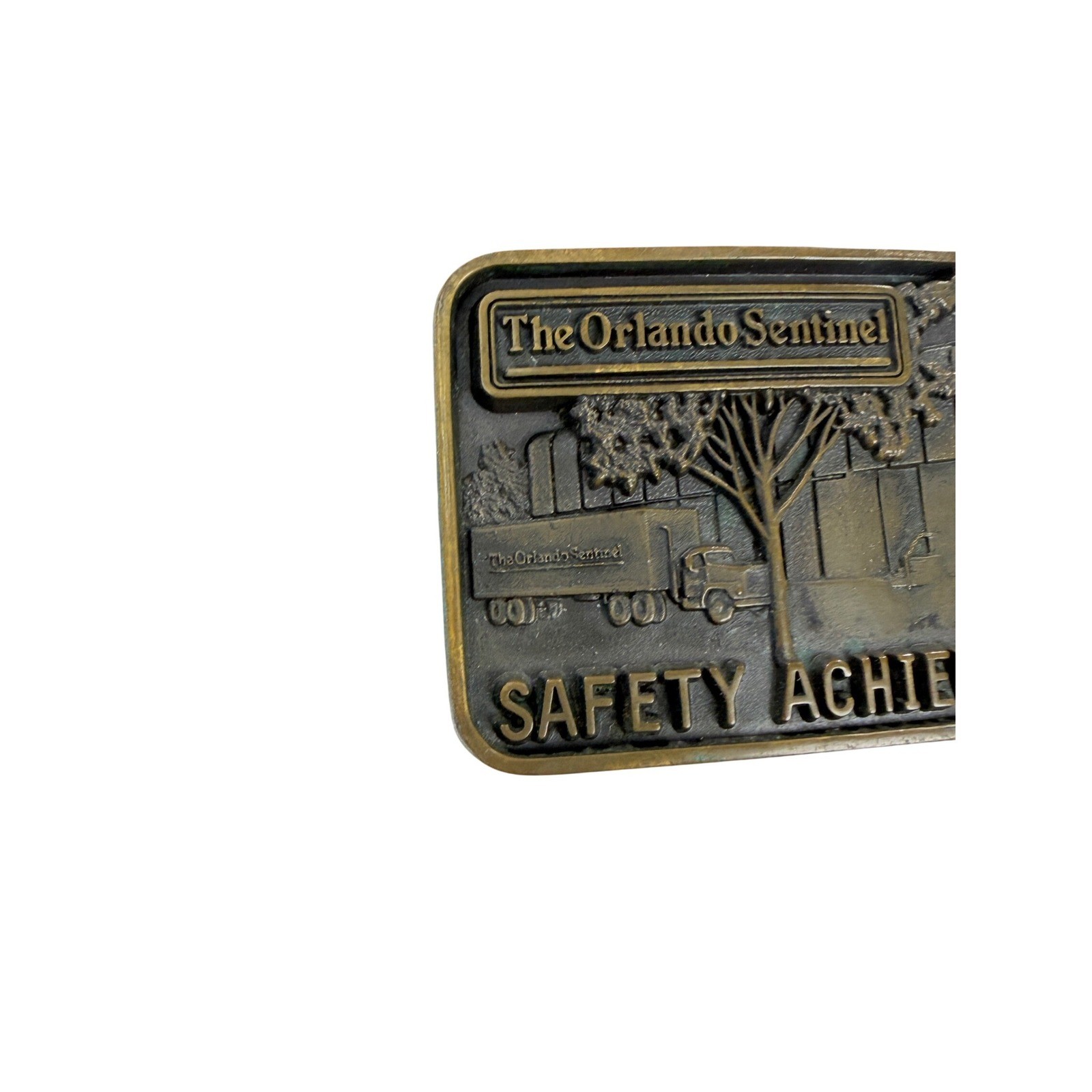 Vintage Orlando Sentinel Safety Achievement Buckle Award Trucking Newspaper