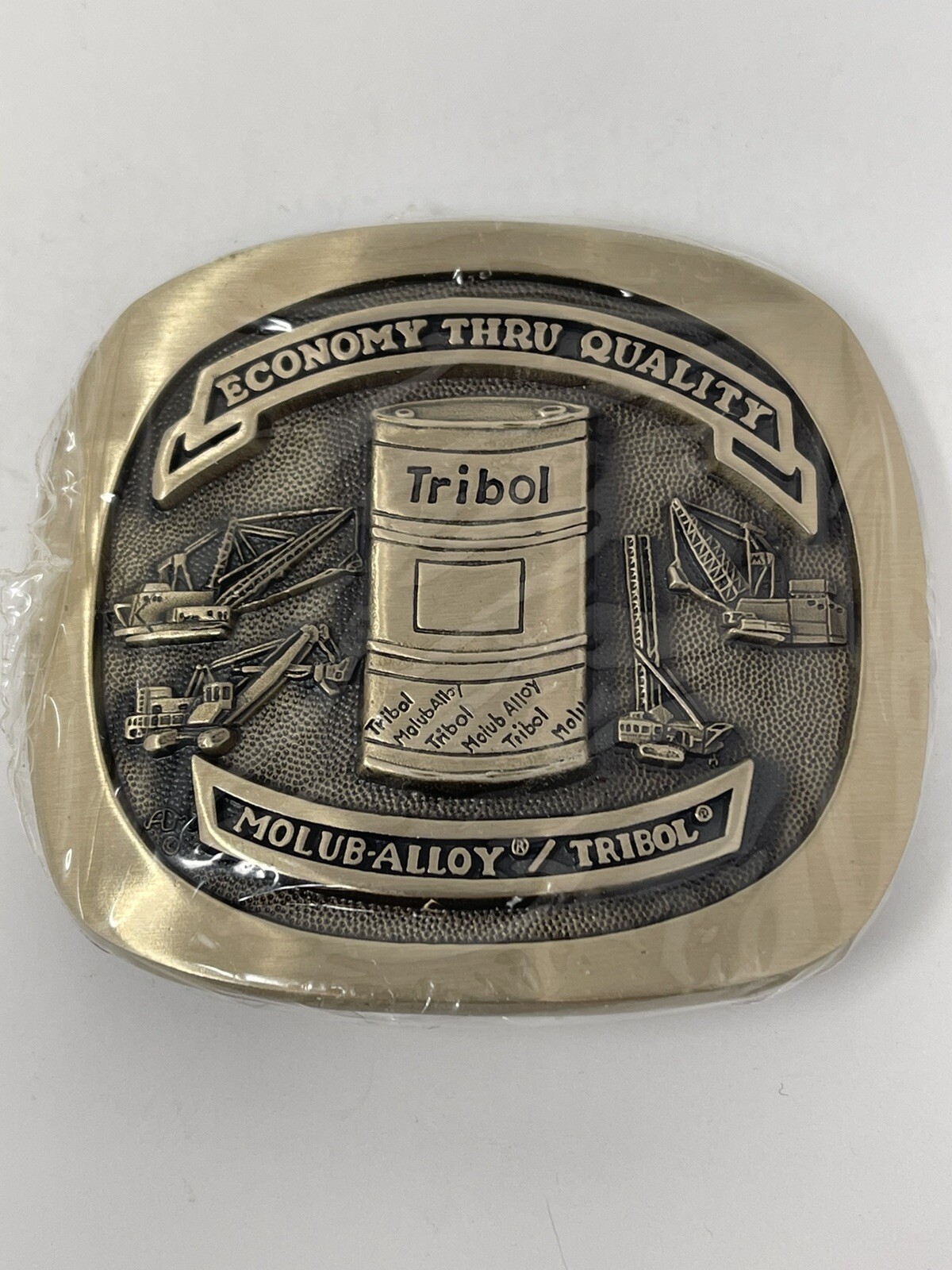 Tribol Belt Buckle Brass Molub Alloy Tribol “Economy Thru Quality” Vintage