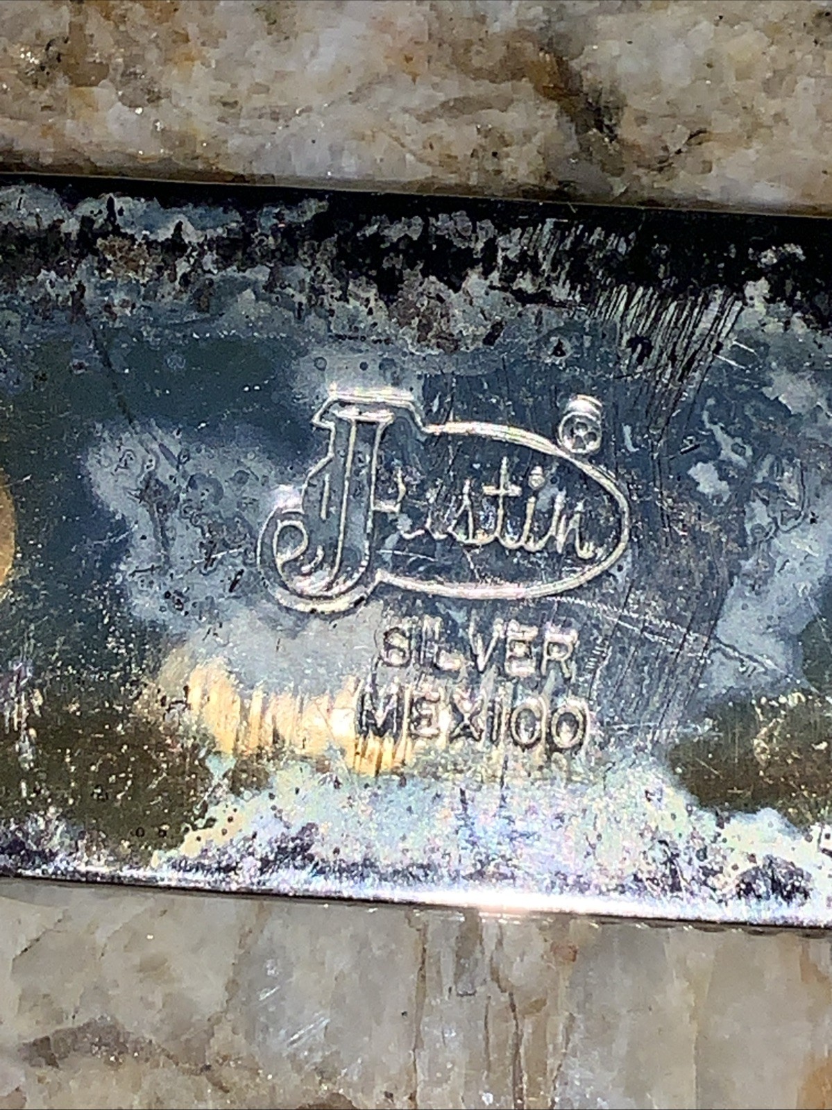 JUSTIN SILVER MEXICO “JIM” Name Plate 6.25” WESTERN
