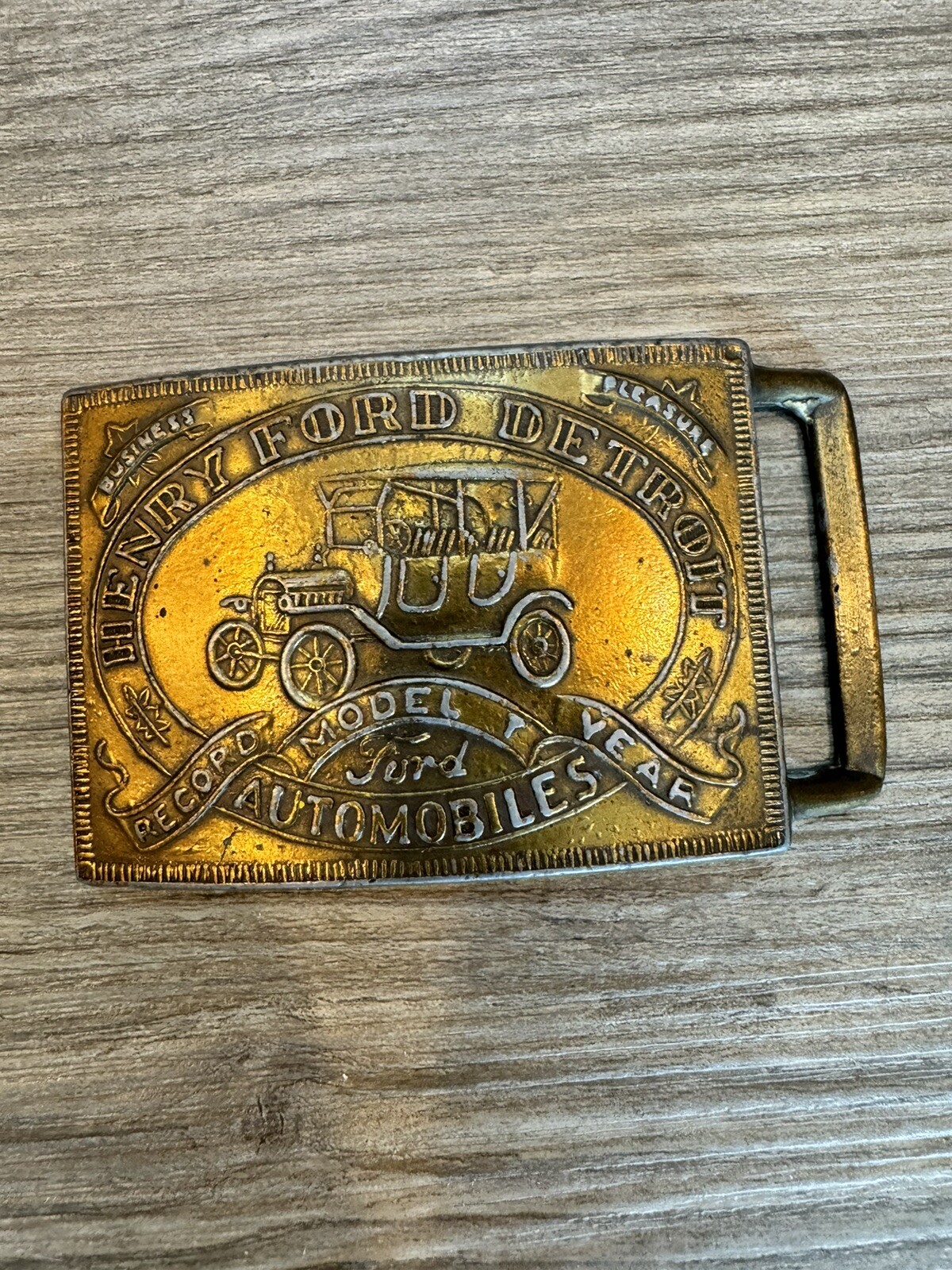 Vintage Henry Ford Belt Buckle Detroit Automobiles Mobile T Belt Buckle 3 x 2-in