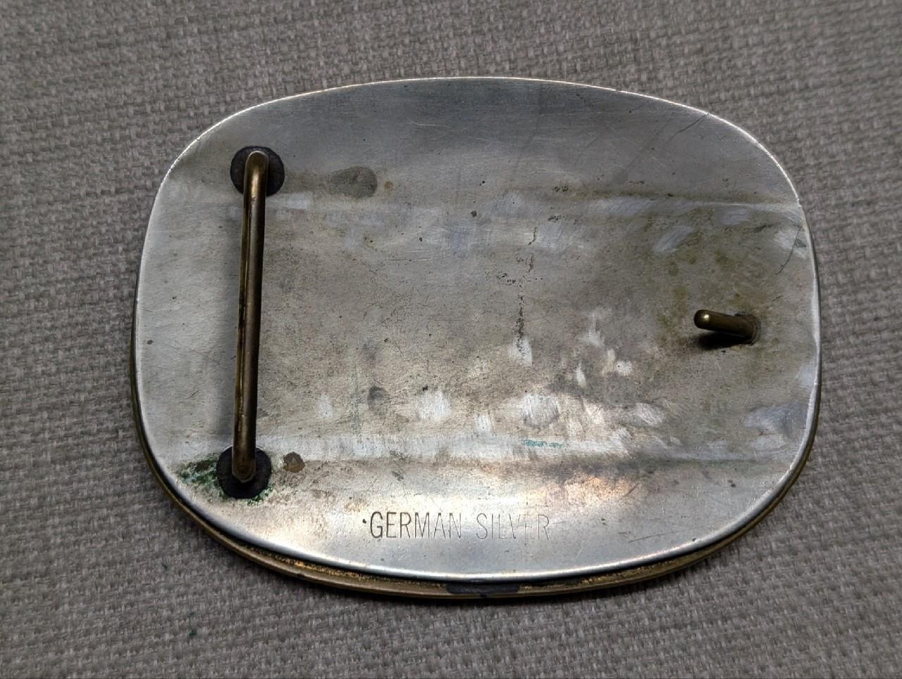 vintage RODEO buckle belt BULL RIDER cowboy GERMAN SILVER trophy WESTERN floral