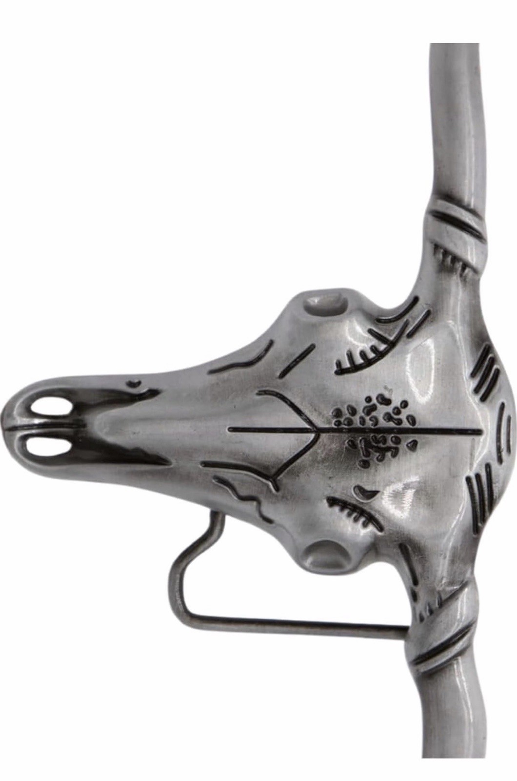 Unisex Belt Buckle Fashion Dark Silver Metal Bull Texas Long Horn Skull z092