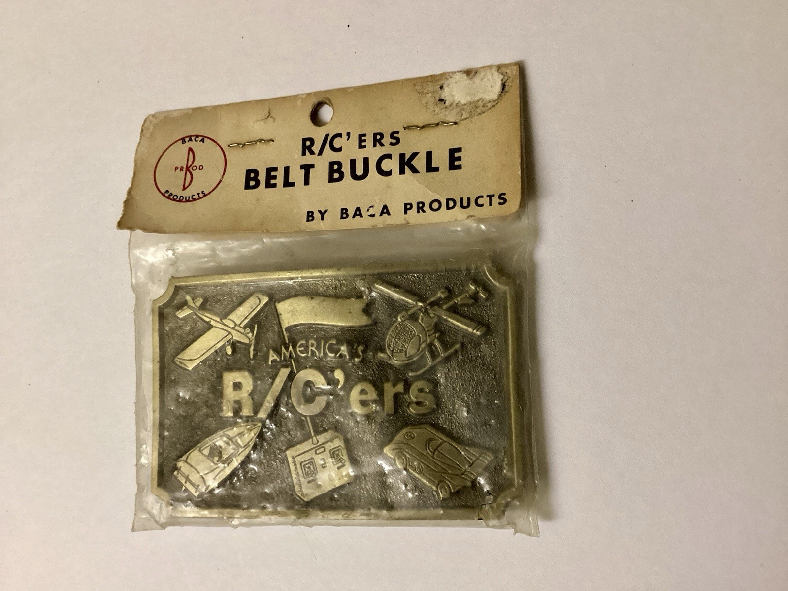 HOBBY American’s R/C’ers Belt Buckle Antique Bronze Vintage NIP