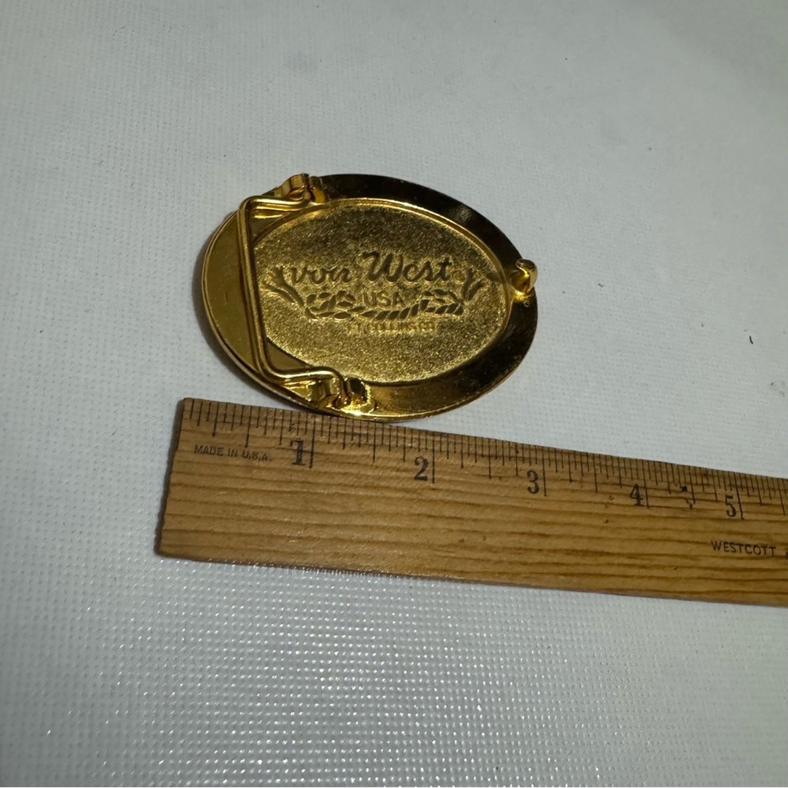 Von West USA Vintage Gold Fishing Lure Belt Buckle Mens Fisherman Outdoor Hobby