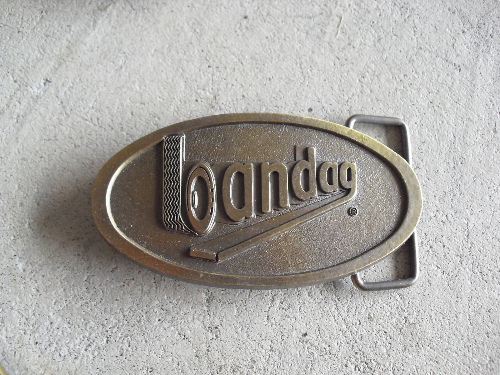 Vintage Brass Bandag Belt Buckle 3 5/8&Prime; Wide