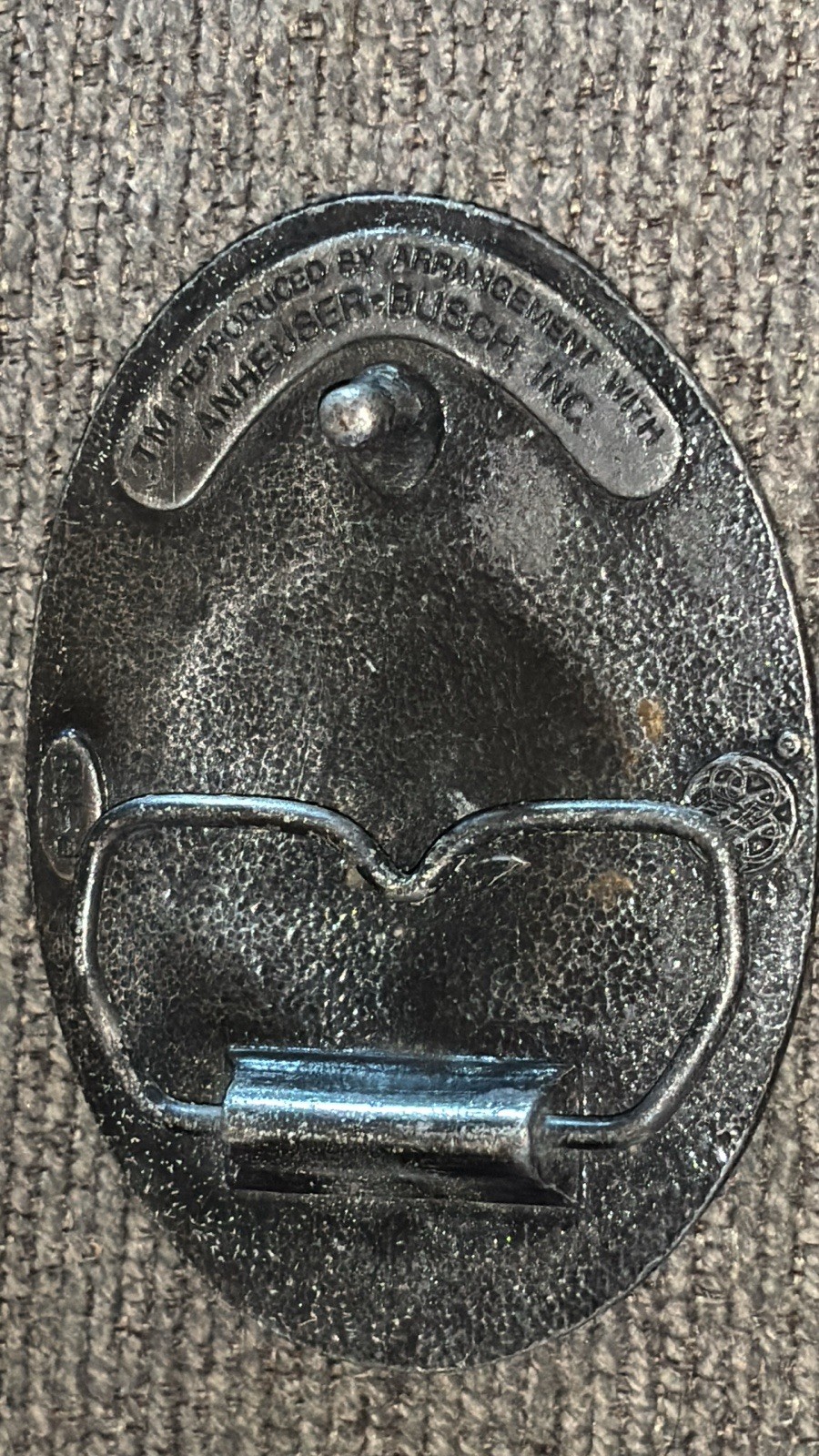 ANHEUSER-BUSCH logo Belt Buckle Vintage Metal Enamel