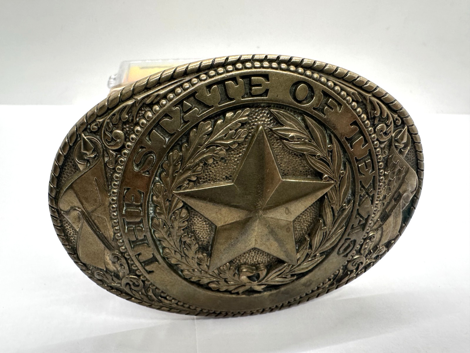 VTG Tony Lama Texas State Series Belt Buckle Solid Brass Lone Star State SEAL