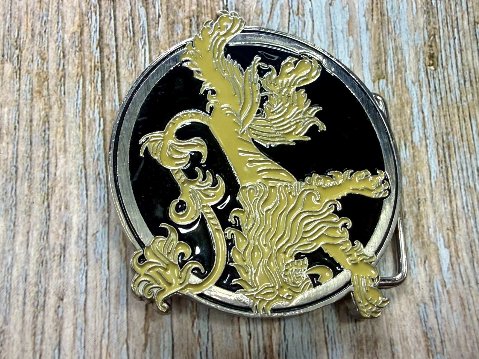 Game of Thrones Lannister House Roaring Lion Yellow Black Enameled Belt Buckle