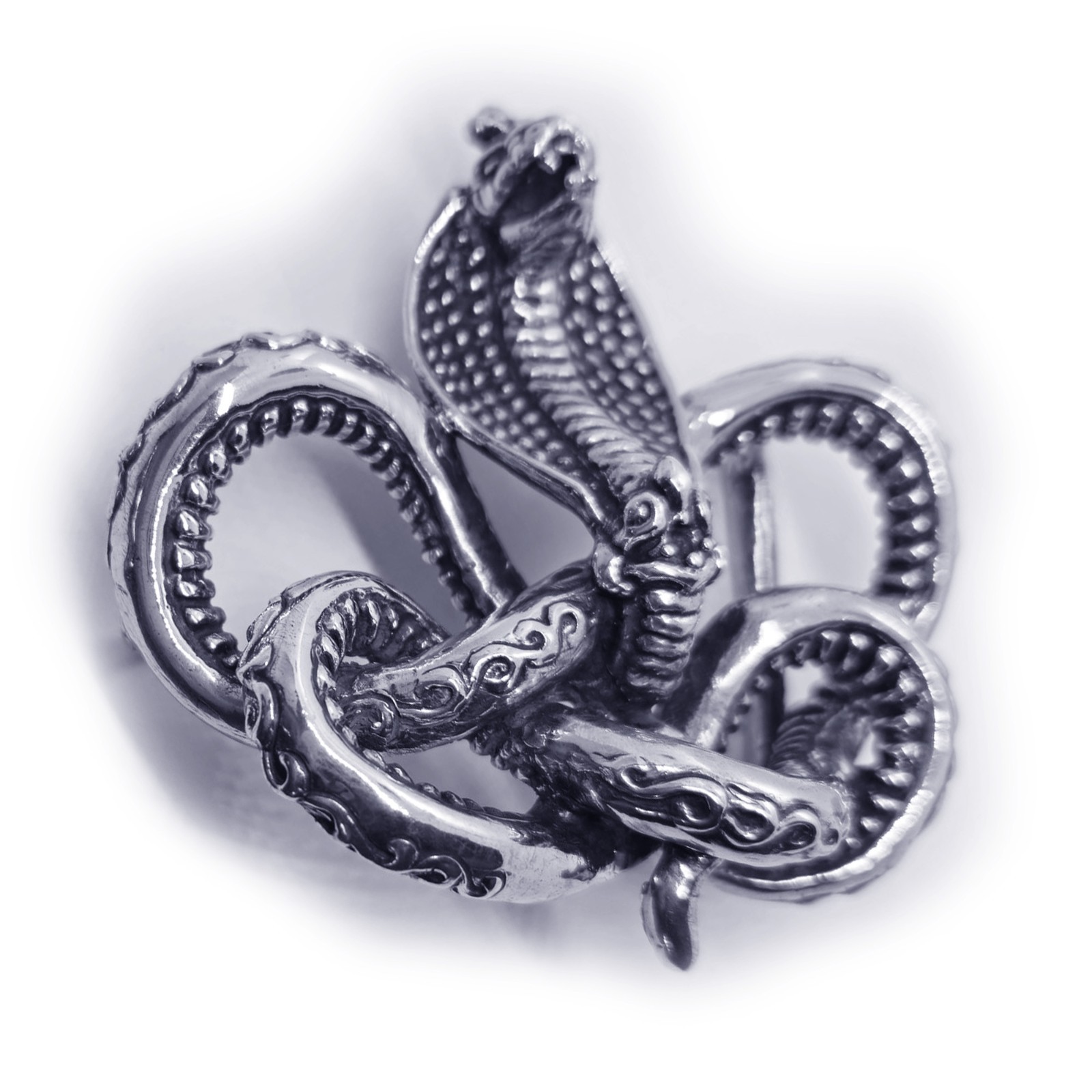Cobra King Crawling Snake Sterling Silver Belt Buckle