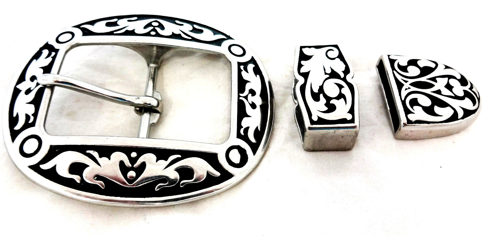 Jeremiah Watt Heel Belt Buckle Loop & Tip Western Stainless Steel 1 1/2&Prime;