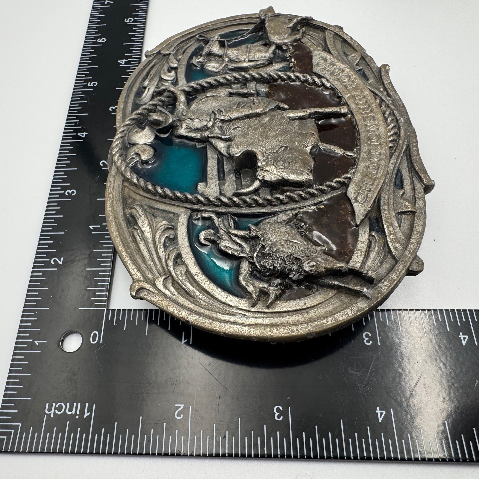 Vintage Bergamot Brass Works Championship Rodeo Belt Buckle 1980 Made in USA