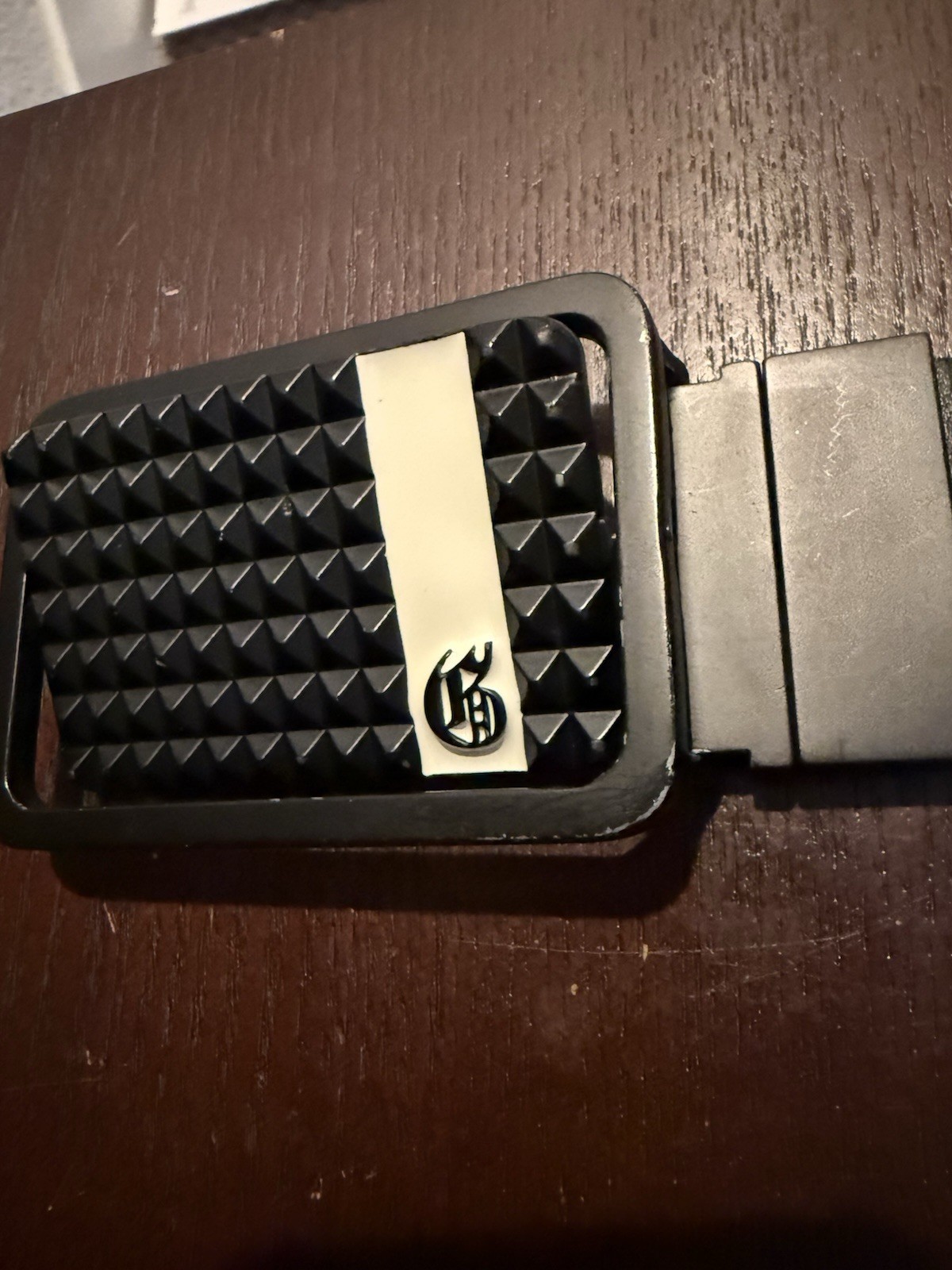 Black Belt Buckle Only, Reversible 2 Sided Flip Studded