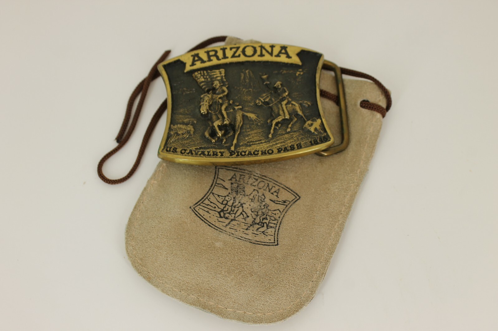 REGISTERED COLLECTION BRASS BELT BUCKLE ARIZONA US CAVALRY PICACHO PASS