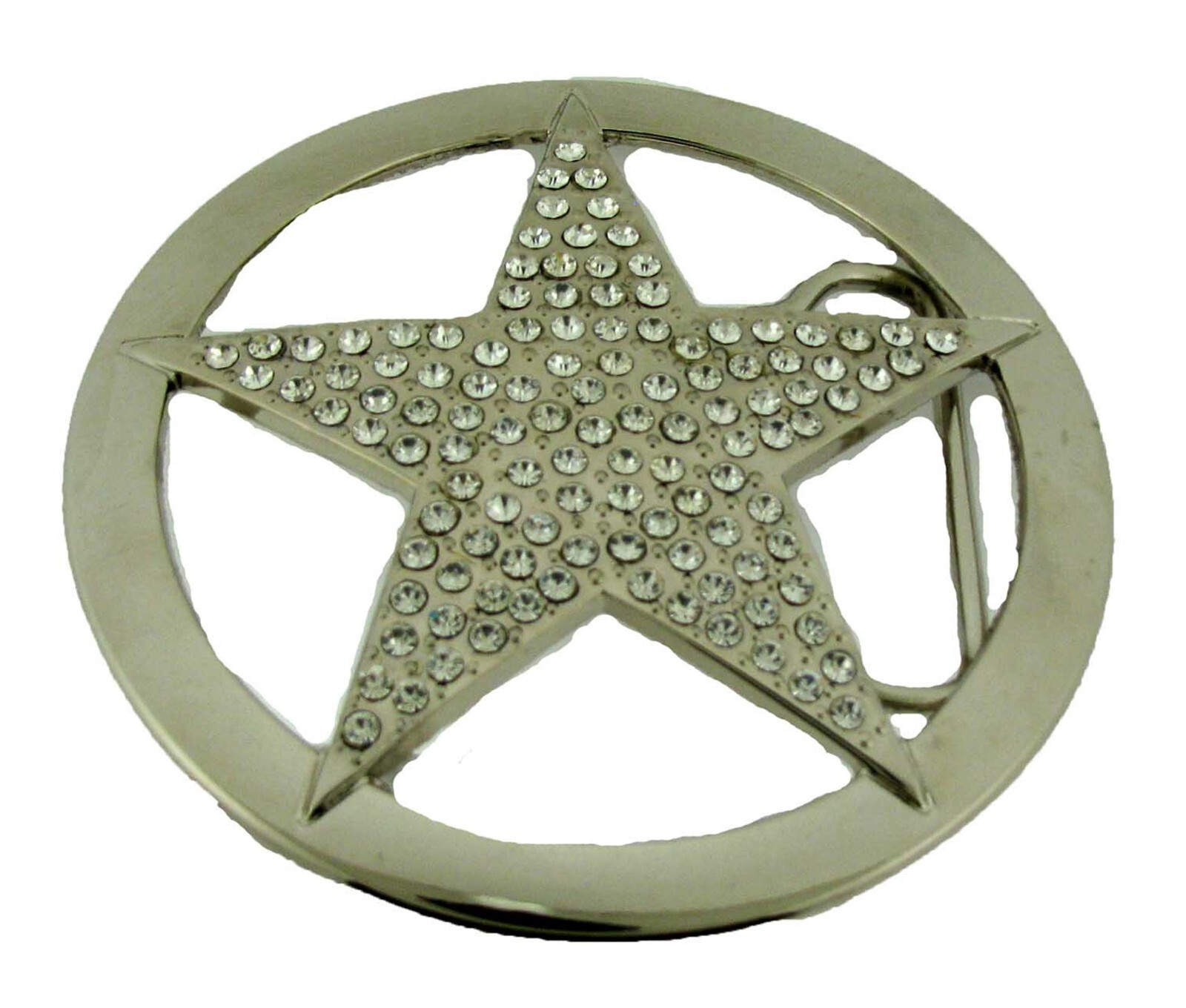 New Men Women CowboyTexas Star Belt buckle Silver Metal Iced Style Rhinestones