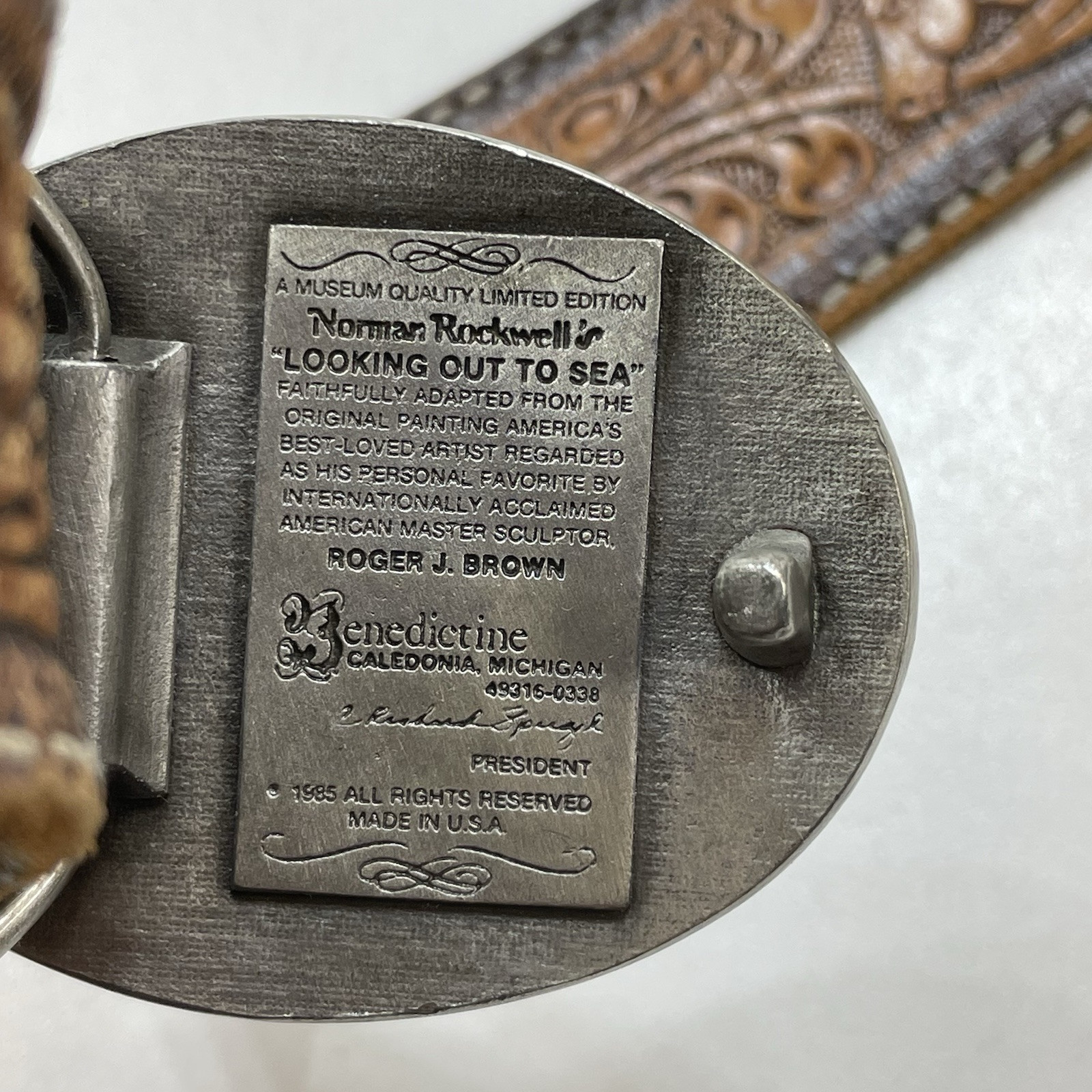 Norman Rockwell Pewter Belt Buckle Nautical Looking Out To Sea Adult 28-30”