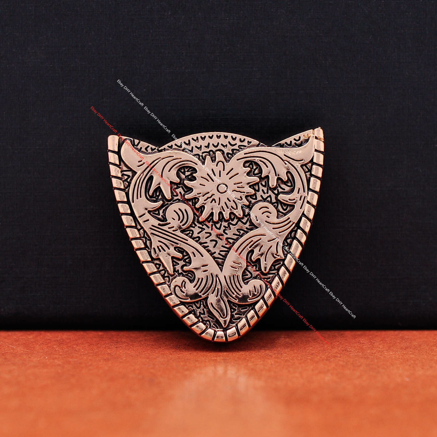 Heavy Gold Western Cowboy Belt Buckle 3 Piece Set Floral Carved Unisex 1-1/2&Prime;