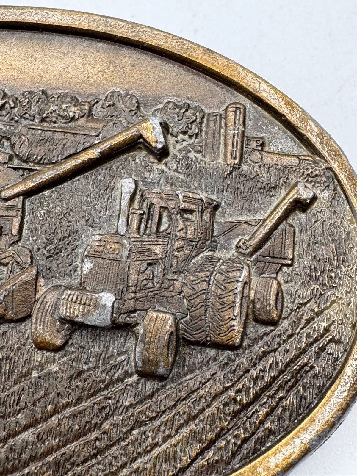 Vintage Collectible Tractor 1977 Bergamot Gray Metal Belt Buckle
