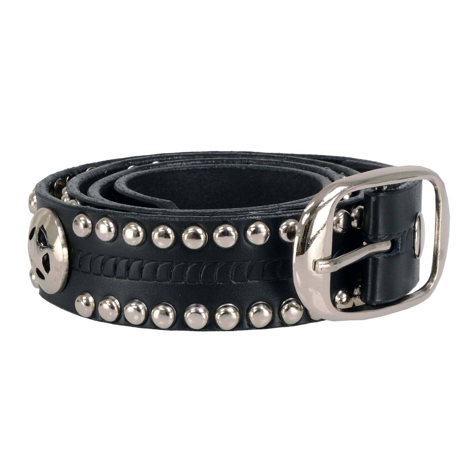 Milwaukee Leather MP7131 Mens Chrome Studded & Star Emblem Leather Belt w/Buckle