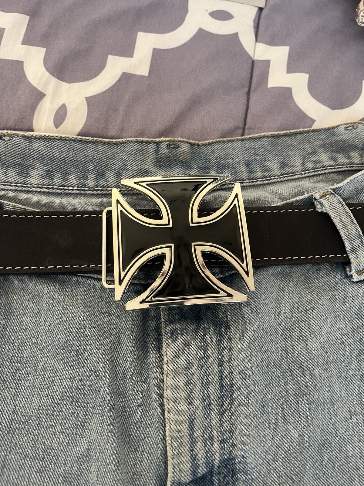 IRON CROSS BELT BUCKLE maltese cross chopper motorcycle outlaw biker buckle