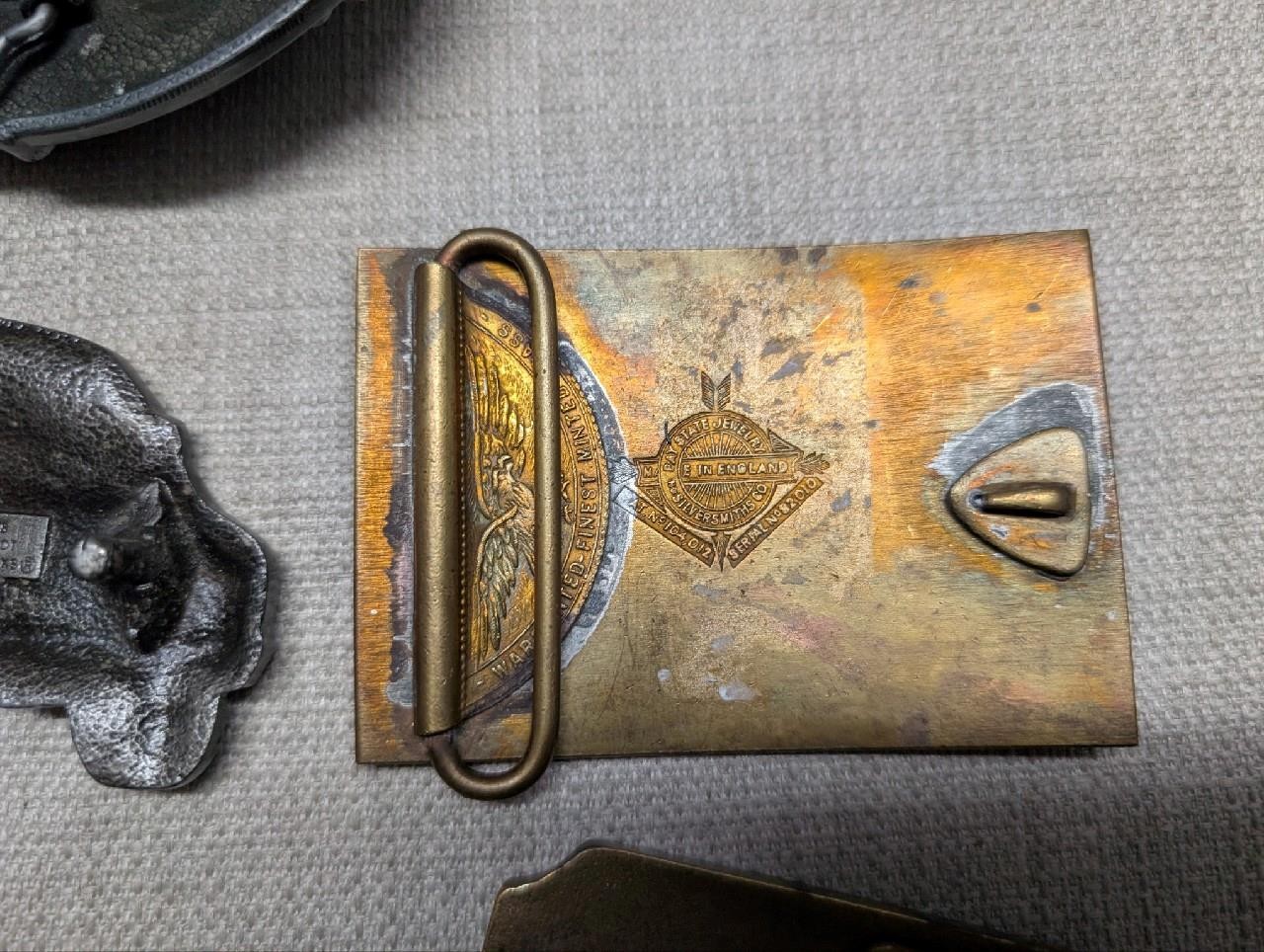 vintage LOT OF 19 belt buckles WESTERN brass cowboy 1970s-1980&rsquo;s