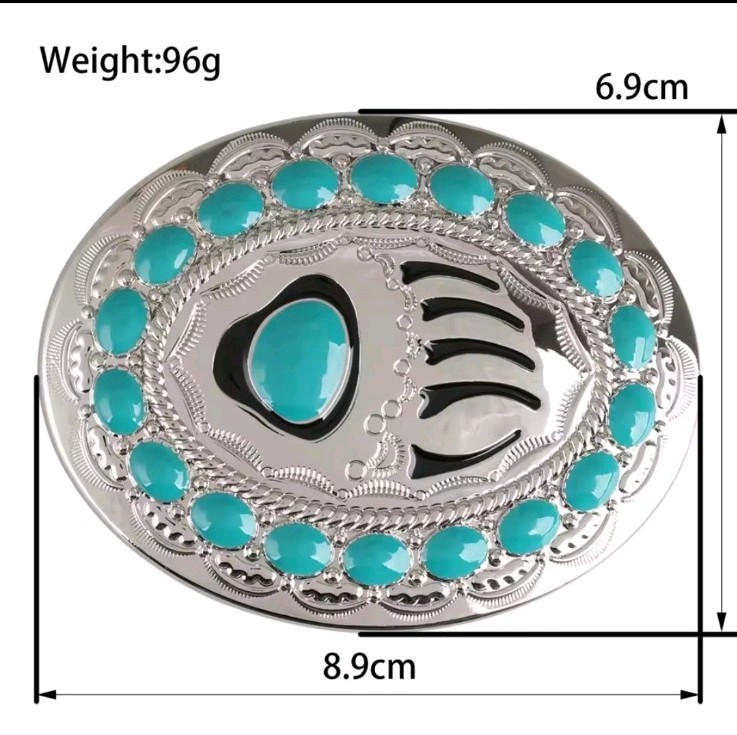 New Beautiful Silver and Turqouise bear claw Belt buckle Men Women gift