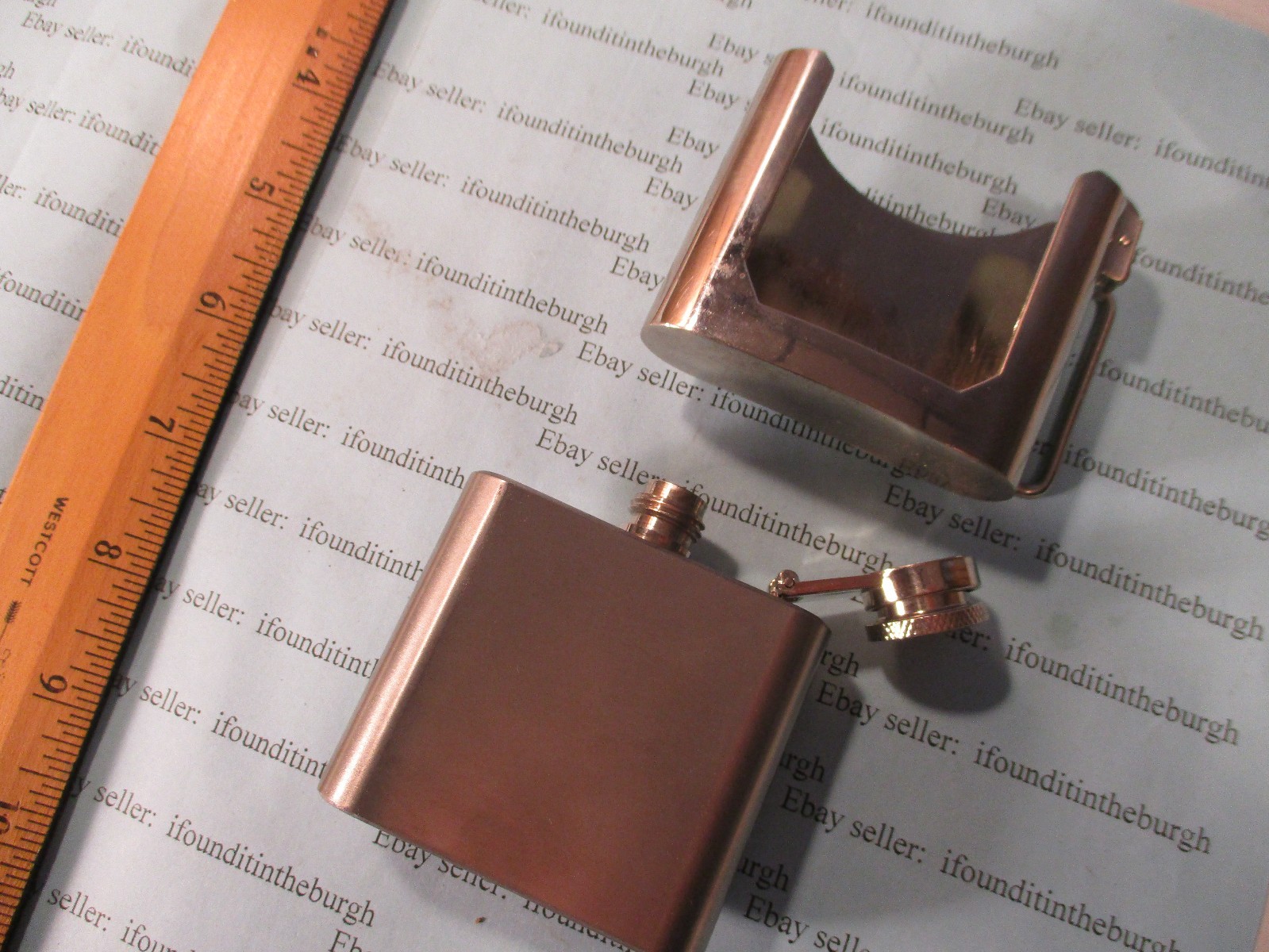 Vintage ~ Belt Buckle Flask with Gun/Pistol Design ~