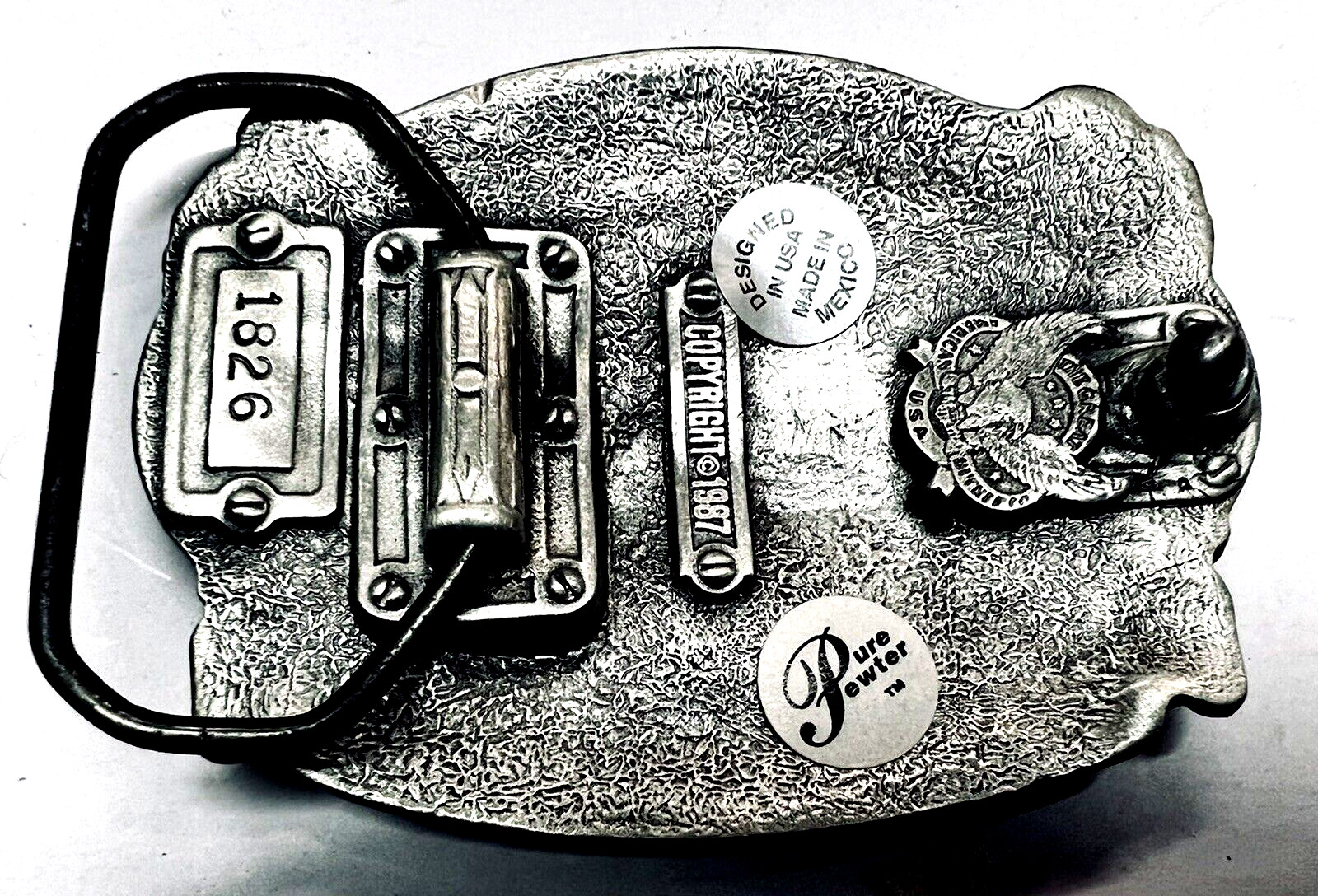 Truck Driver buckle.USA,size-3”-”2 1/2” Fit for 1-1/2” Wider belt, Solid Pewter