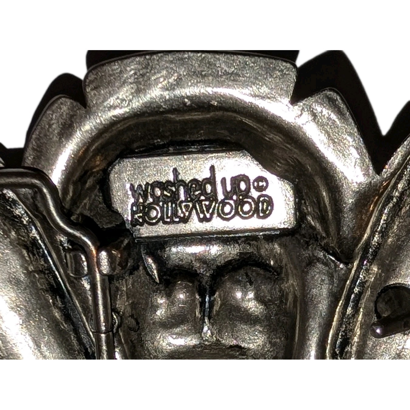Vtg Washed Up Hollywood Belt Buckle Gothic 3D Cherub Angel Pewter Metal Y2K A+!