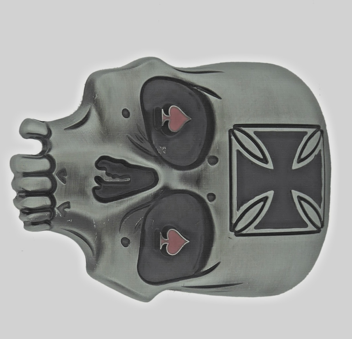 Skull Belt Buckles Gray Vintage Metal Halloween Party Costume Ace of Spade Red
