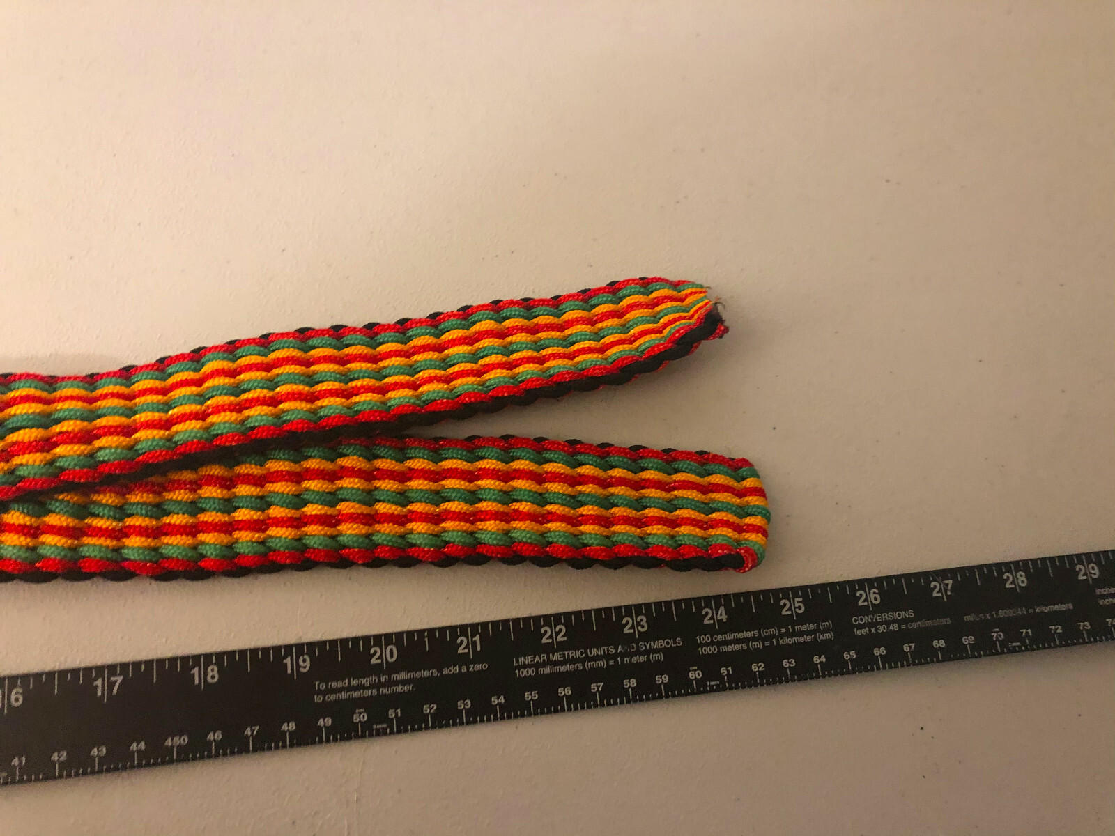 Handmade Nylon braided Men Women Belt Red Yellow Green Black 48in No Buckle