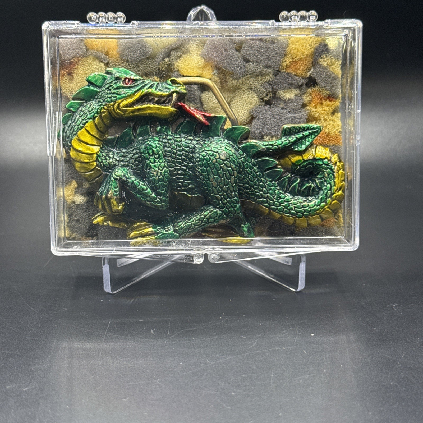 Vintage 1984 Baron Solid Brass Multi-Color “Dragon” #H1422 3” 3D Belt Buckle