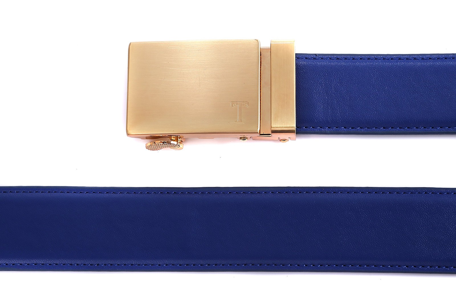 Tonywell Men&rsquo;s Leather One Size:32&Prime;-45&Prime;Waist, Blue Leather&gold Metal Buckle
